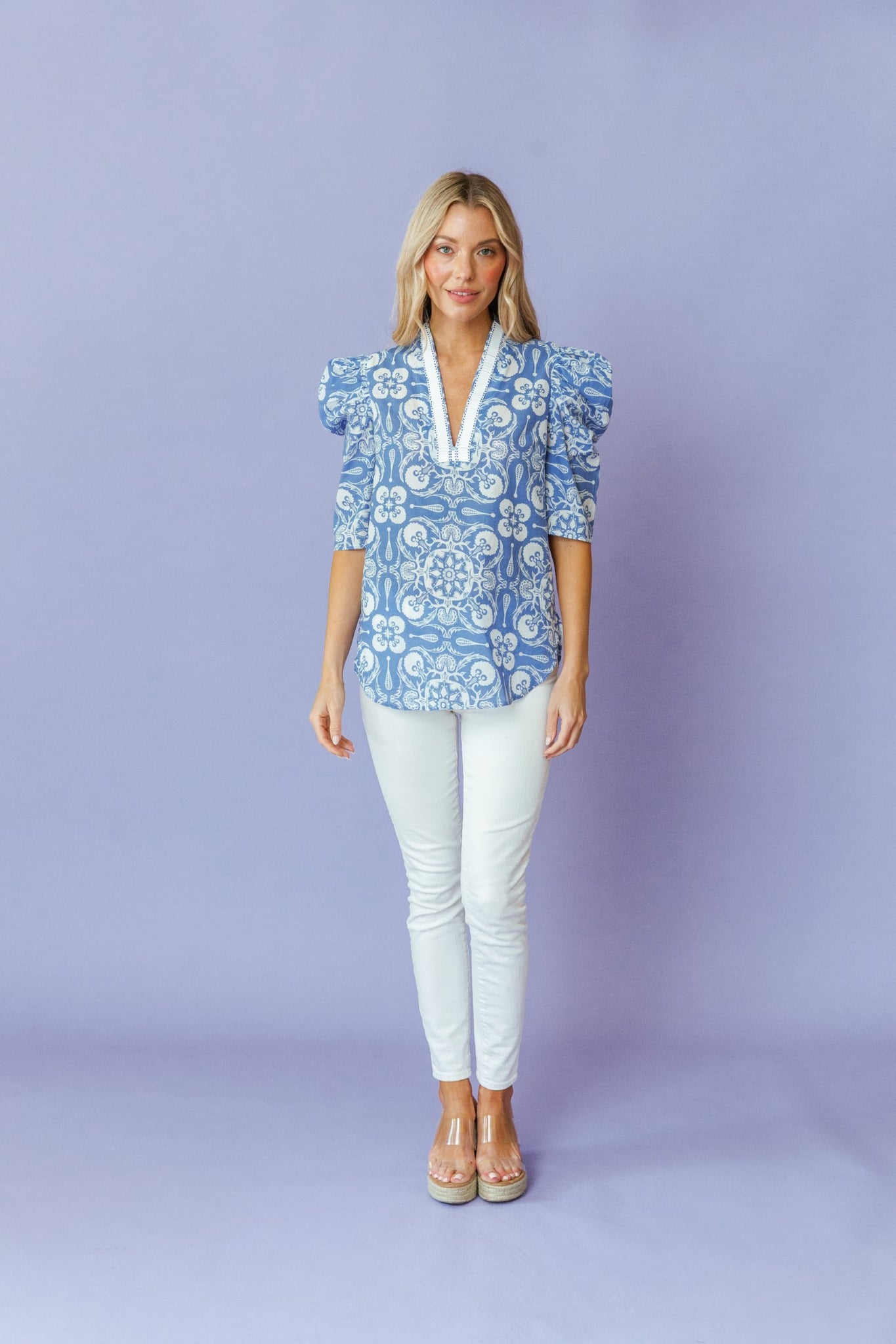 Natalie Blouse in Azure Morocco