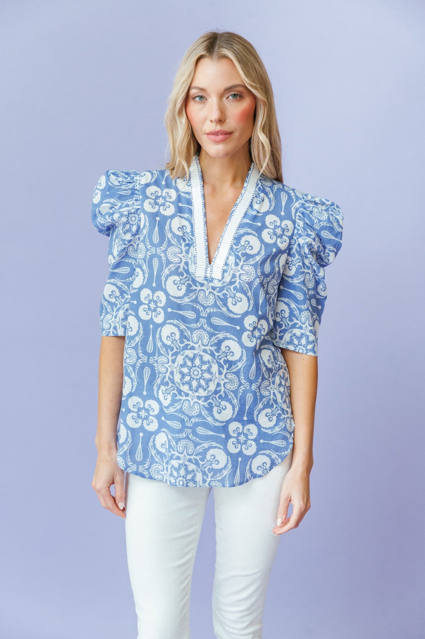 Natalie Blouse in Azure Morocco
