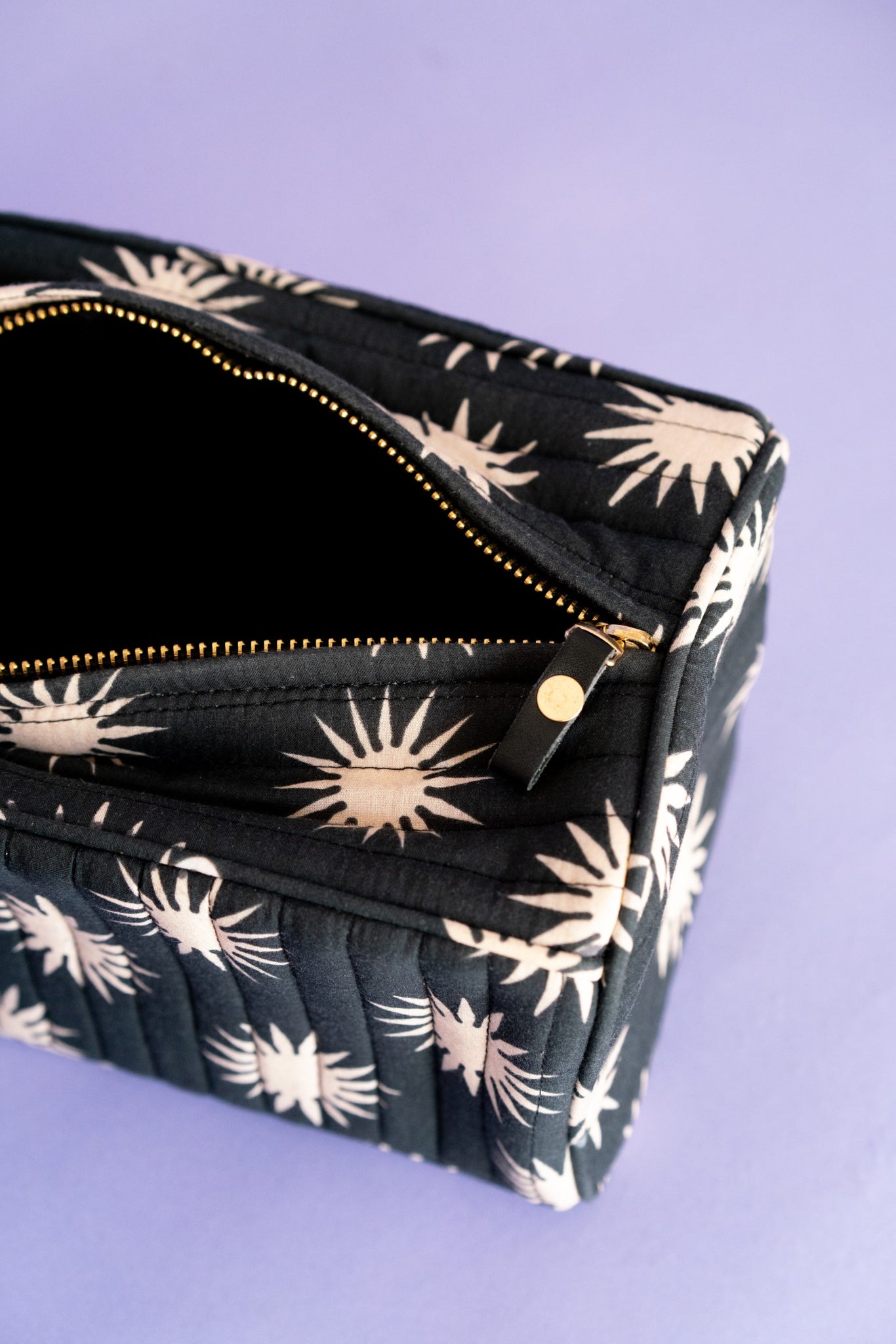 Cosmetic Bag in Black + Beige Stars
