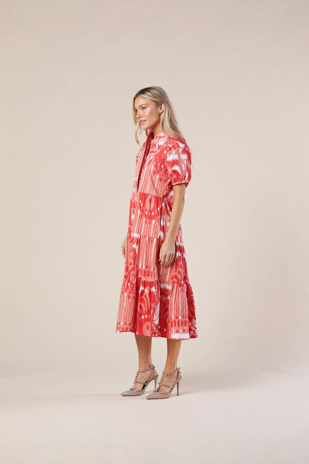 Kimbell Dress in Coral Moroccan Ikat