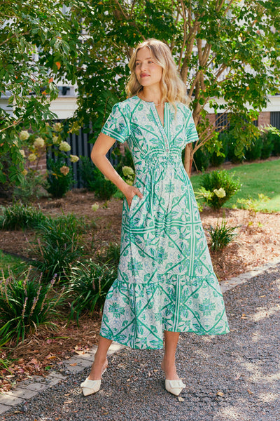 Sheridan French I Spring 2026 I Eloise Dress in Meadow Zellige Tile