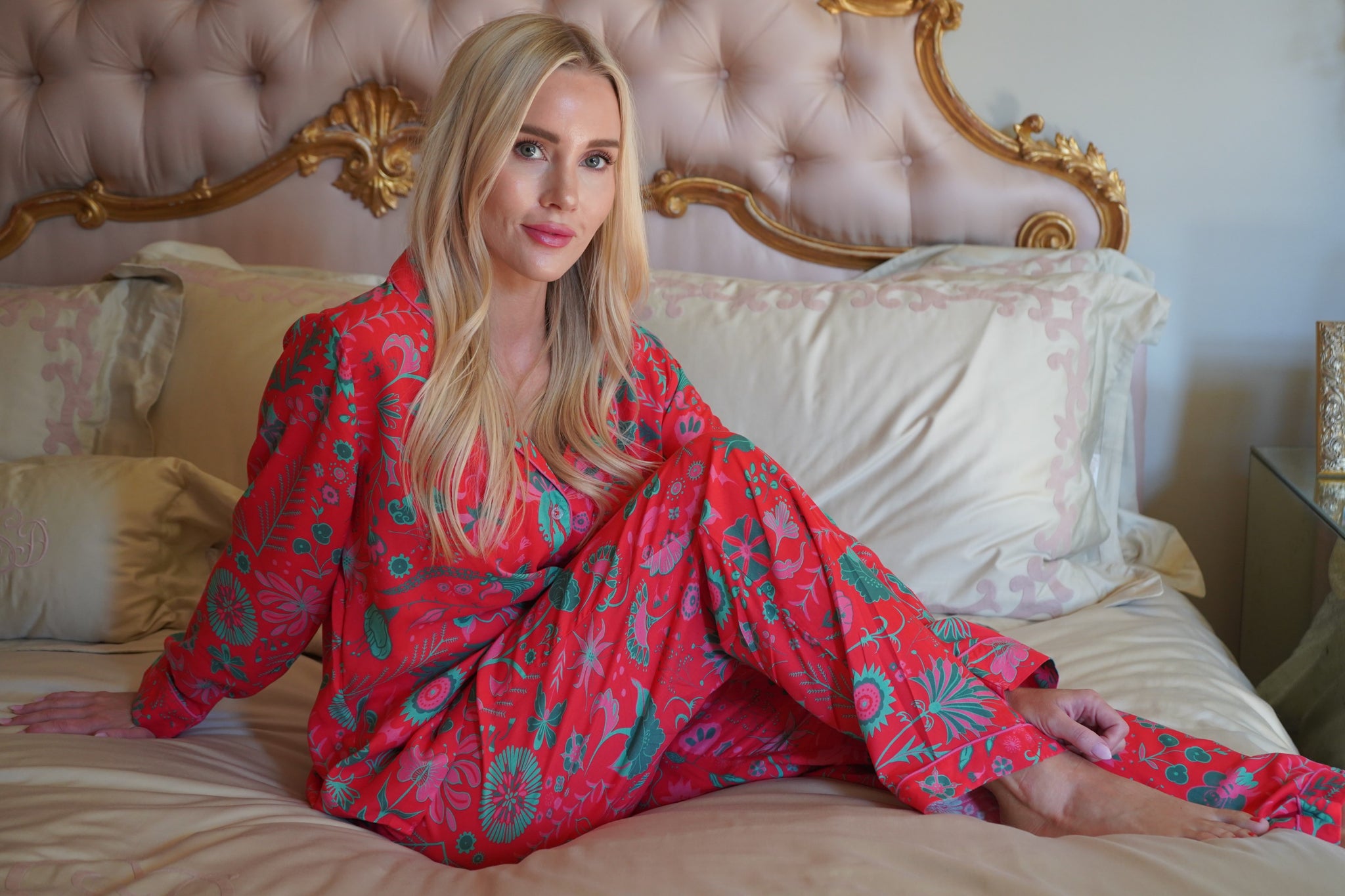 Long-Long Pajama Set in Festive Floral