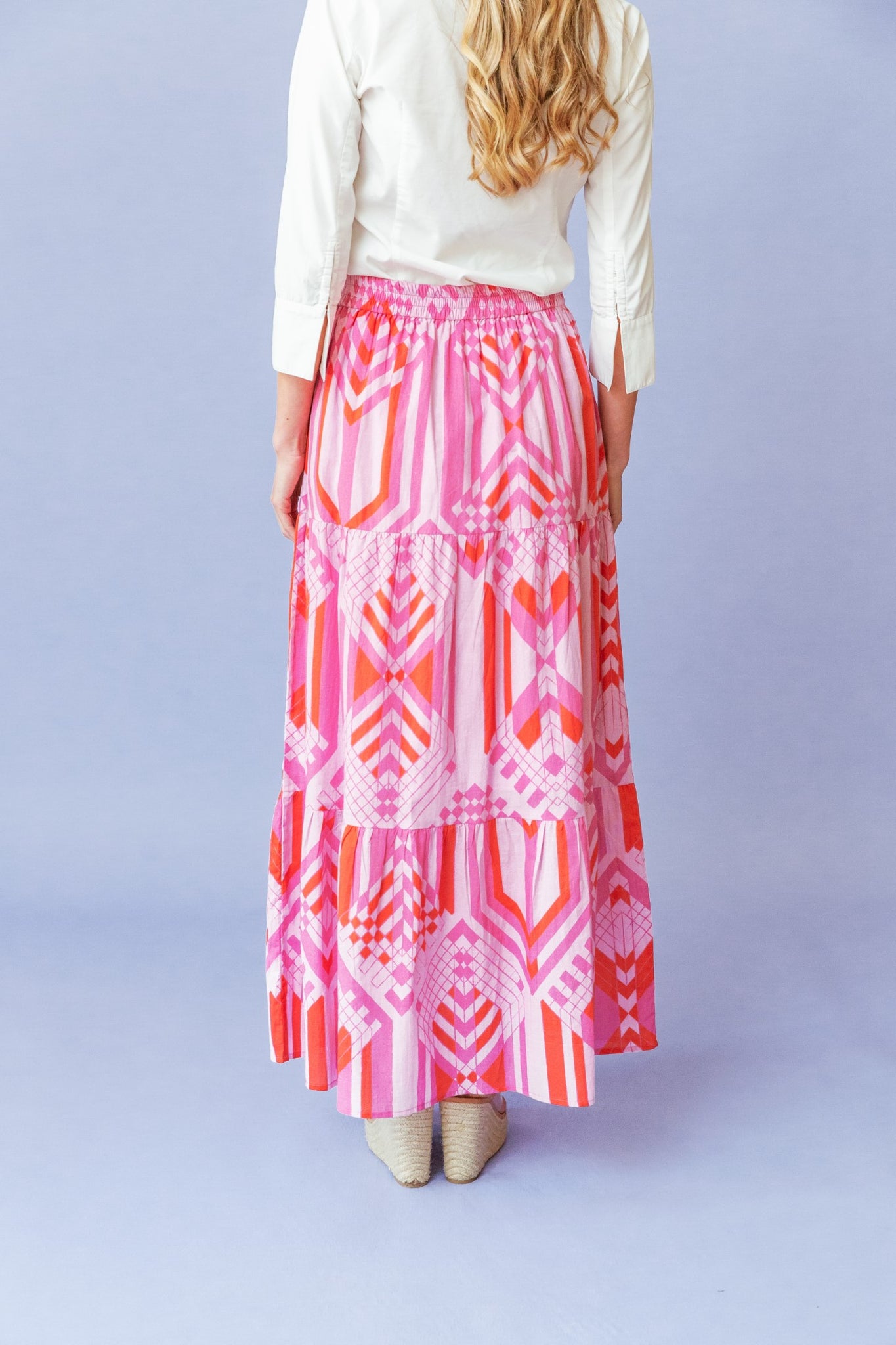 Gardenia Skirt in Flamingo Geo Diamond