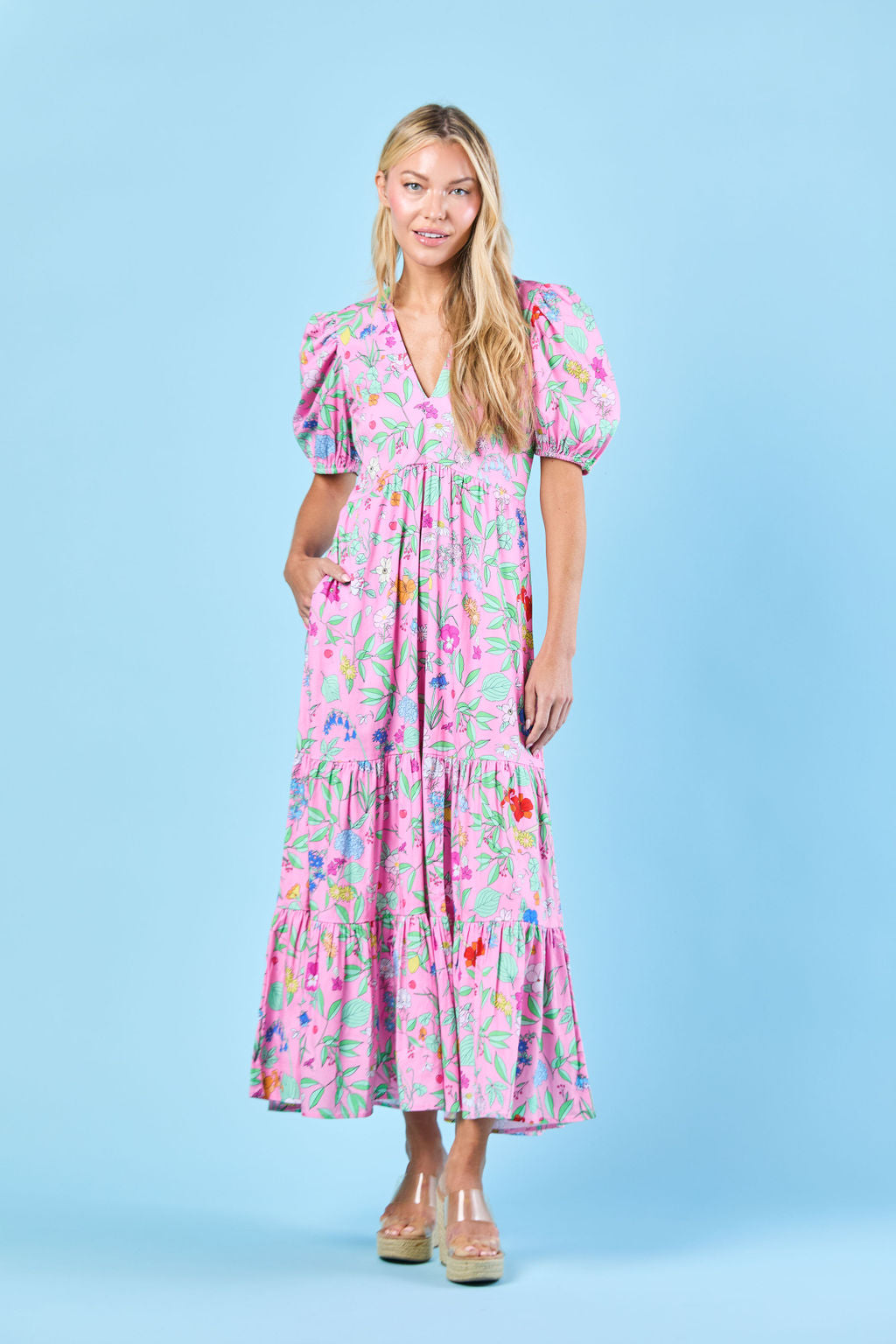 Margot Dress in Pink Wildflower