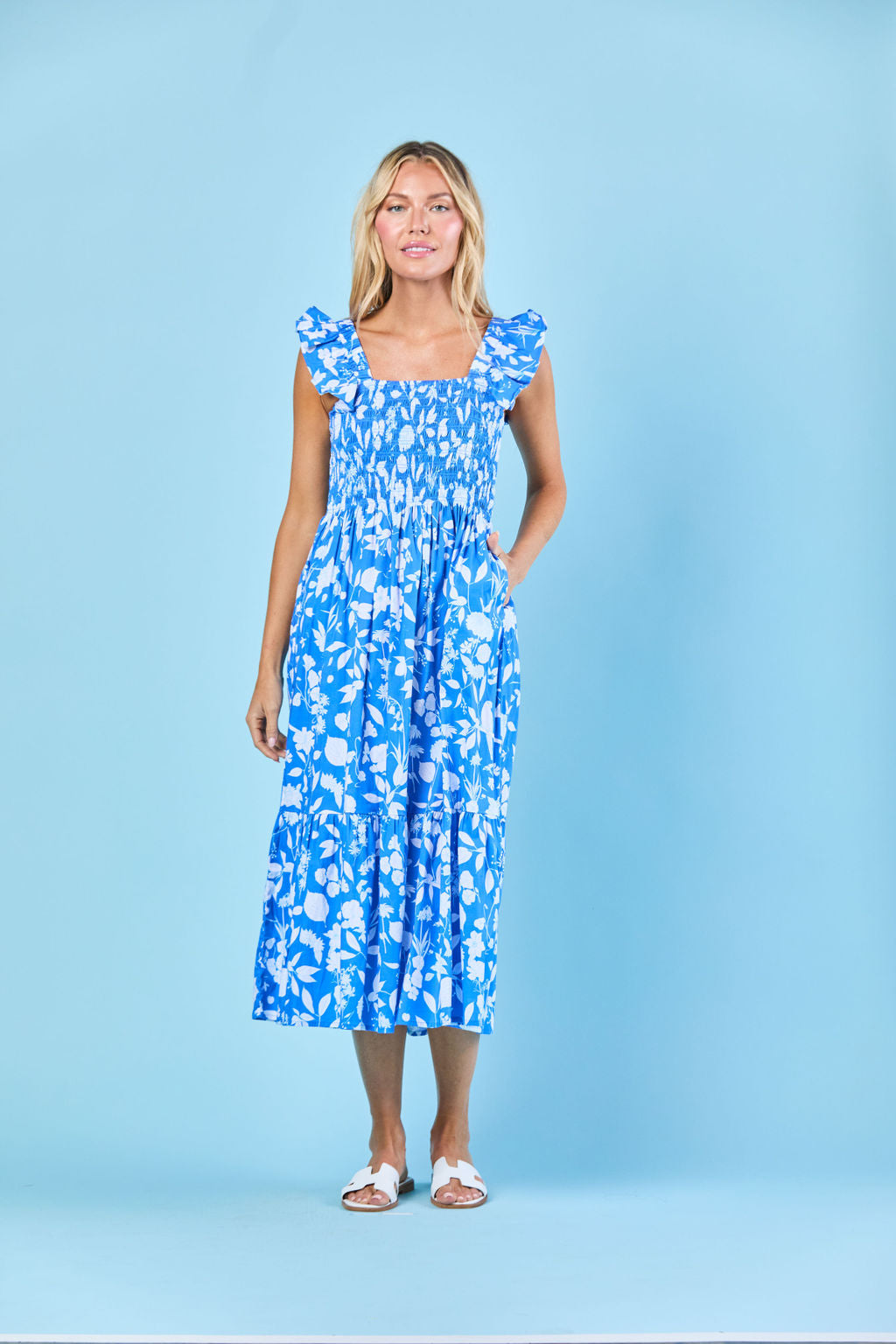 Charlotte Dress in Azul Wildflower