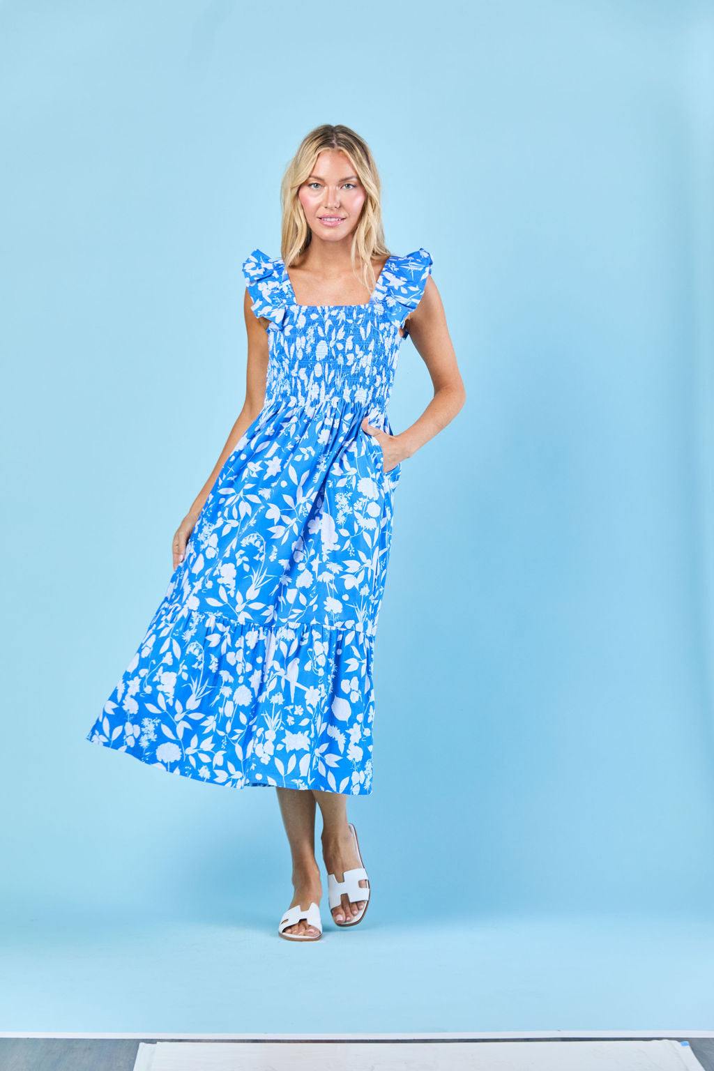 Charlotte Dress in Azul Wildflower