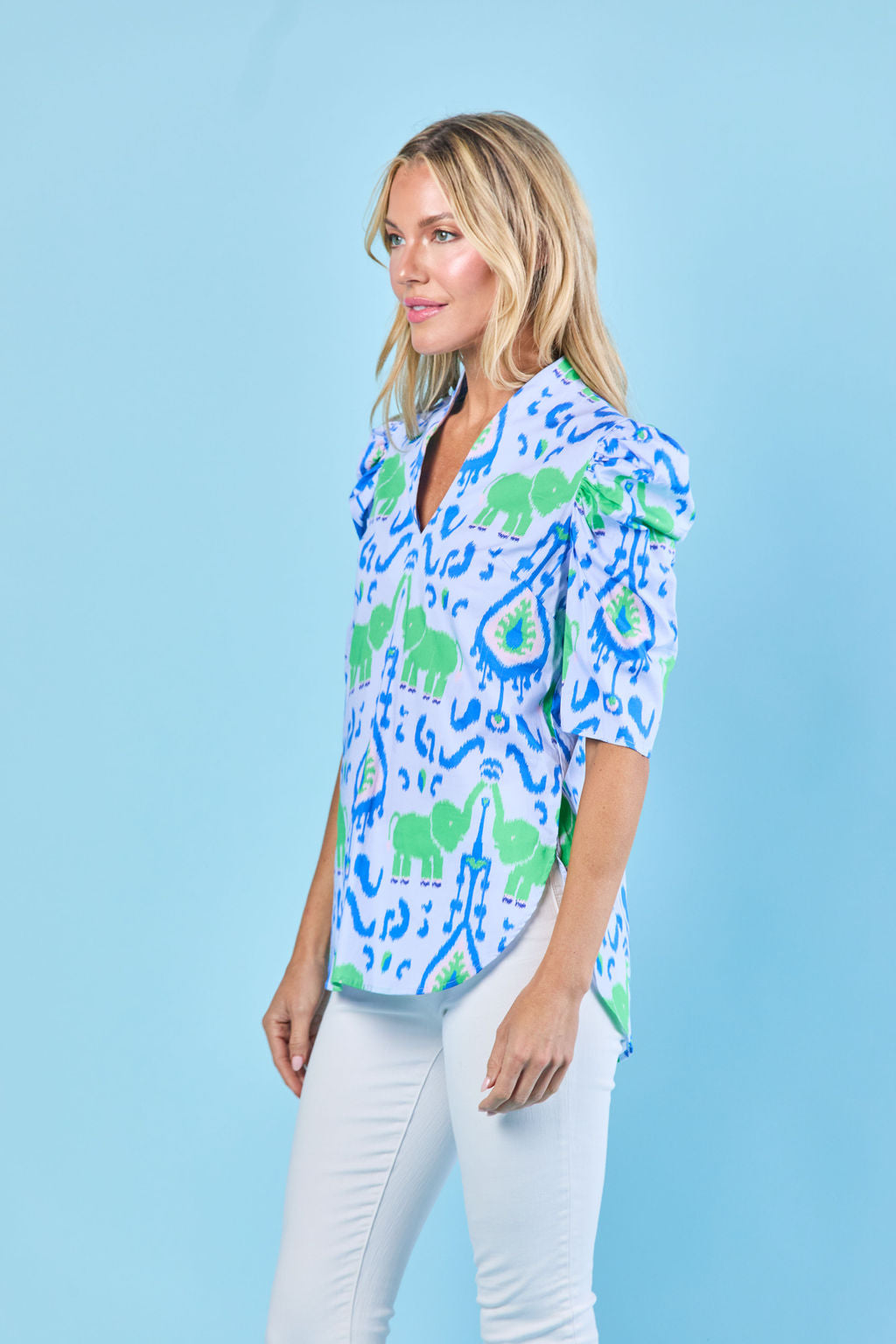 Natalie Blouse in Denim Trunk Show