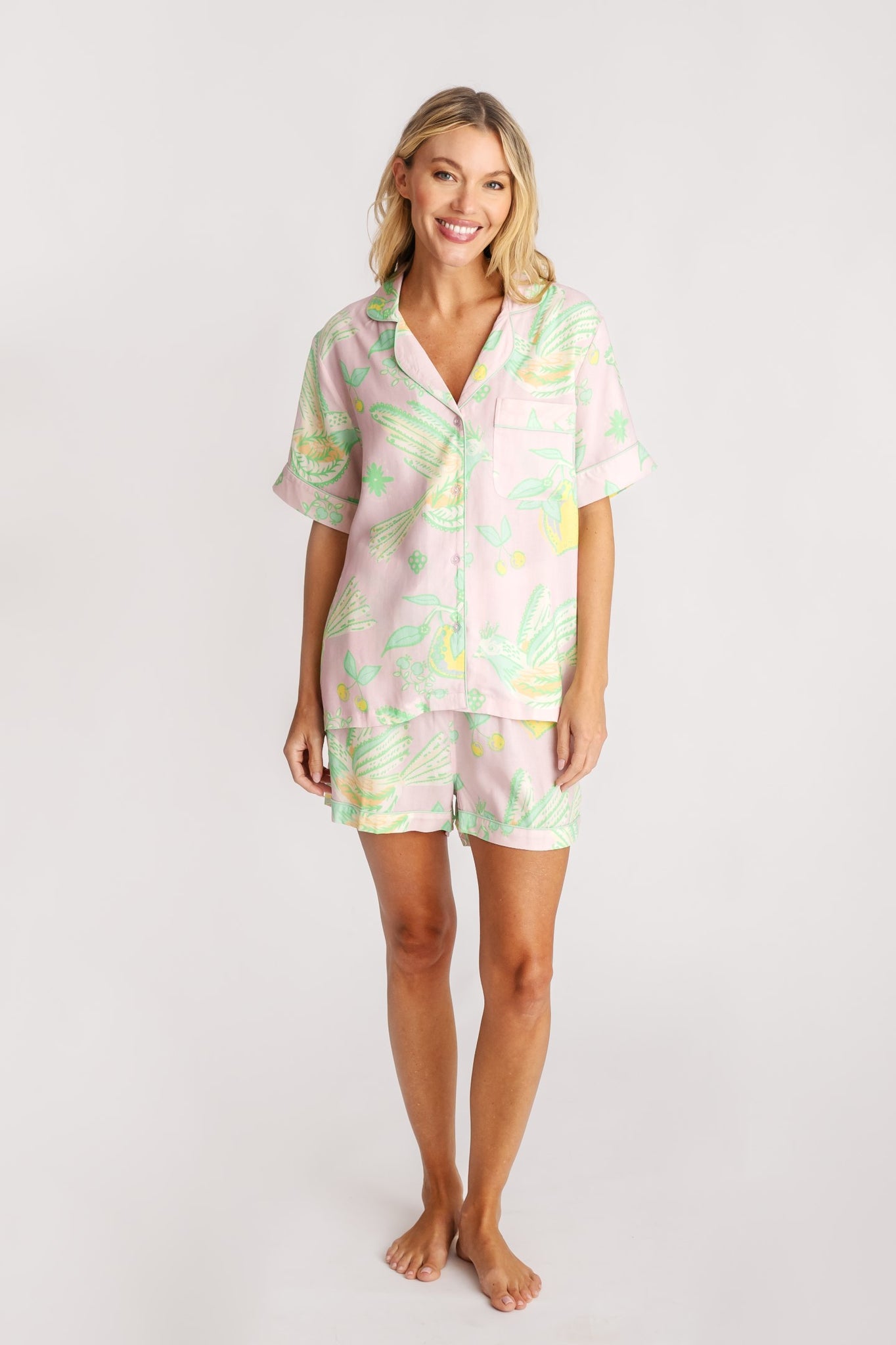 Short Pajama Set in Blushing Songbird