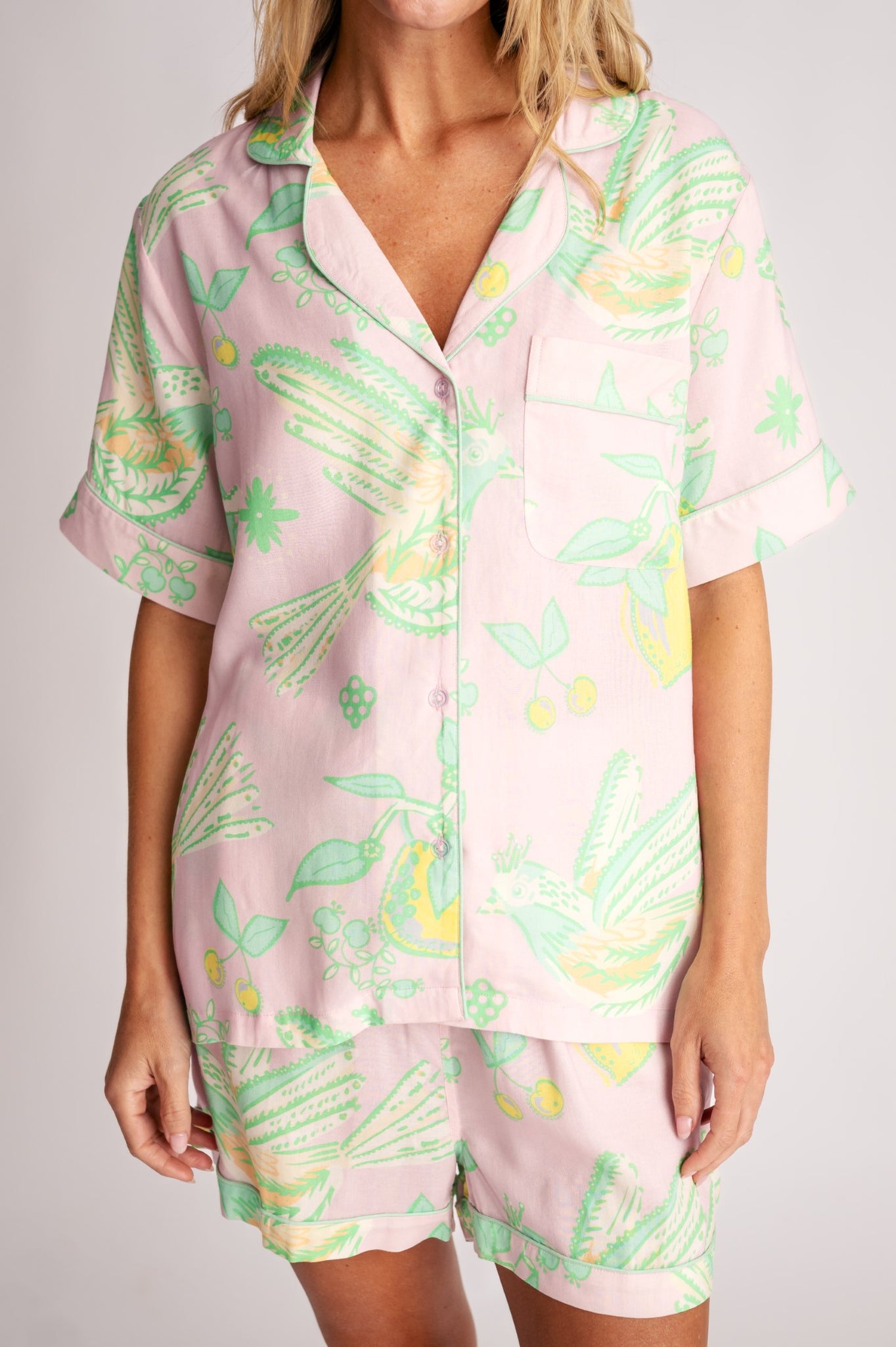 Short Pajama Set in Blushing Songbird