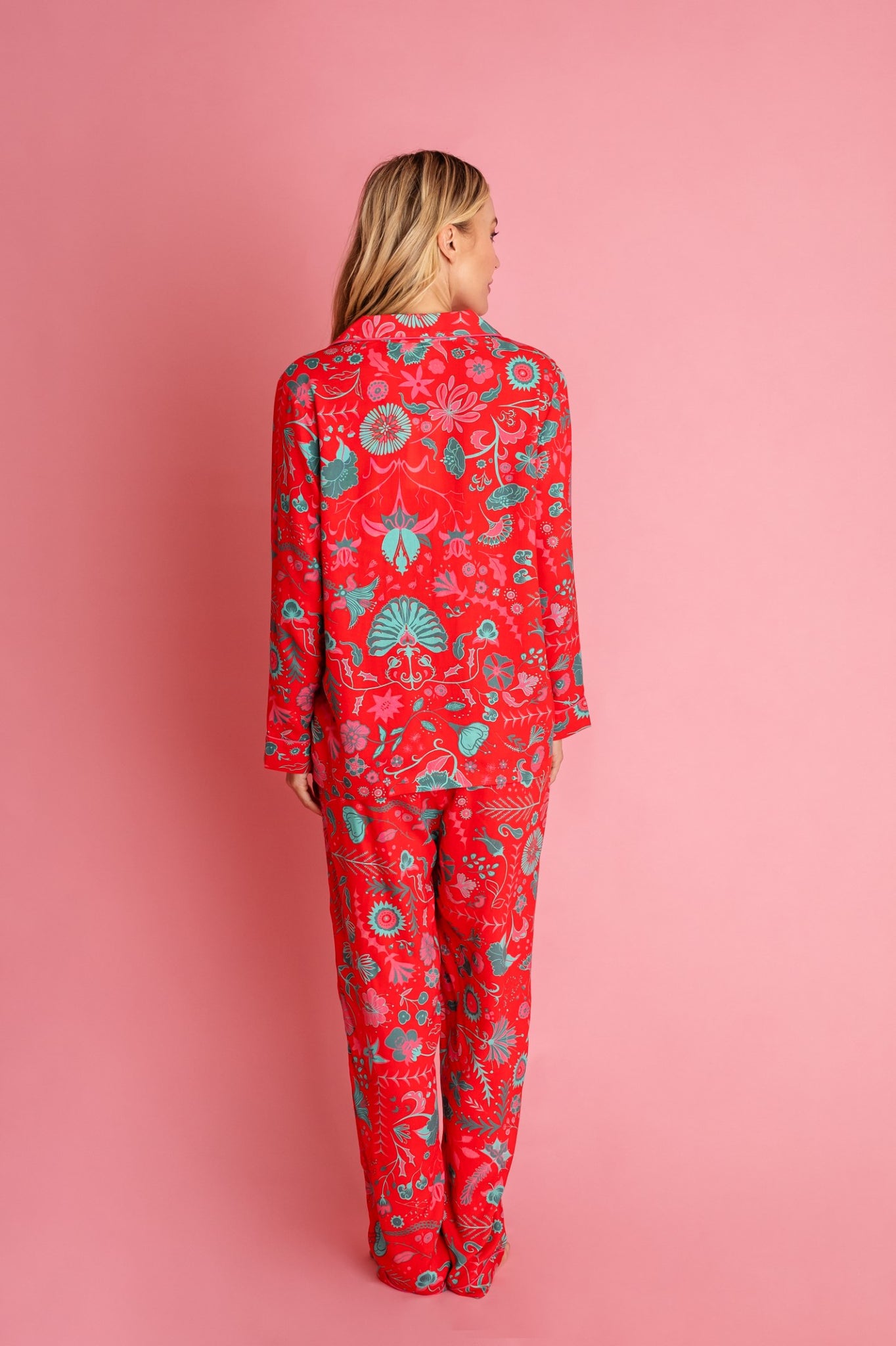 Long-Long Pajama Set in Festive Floral