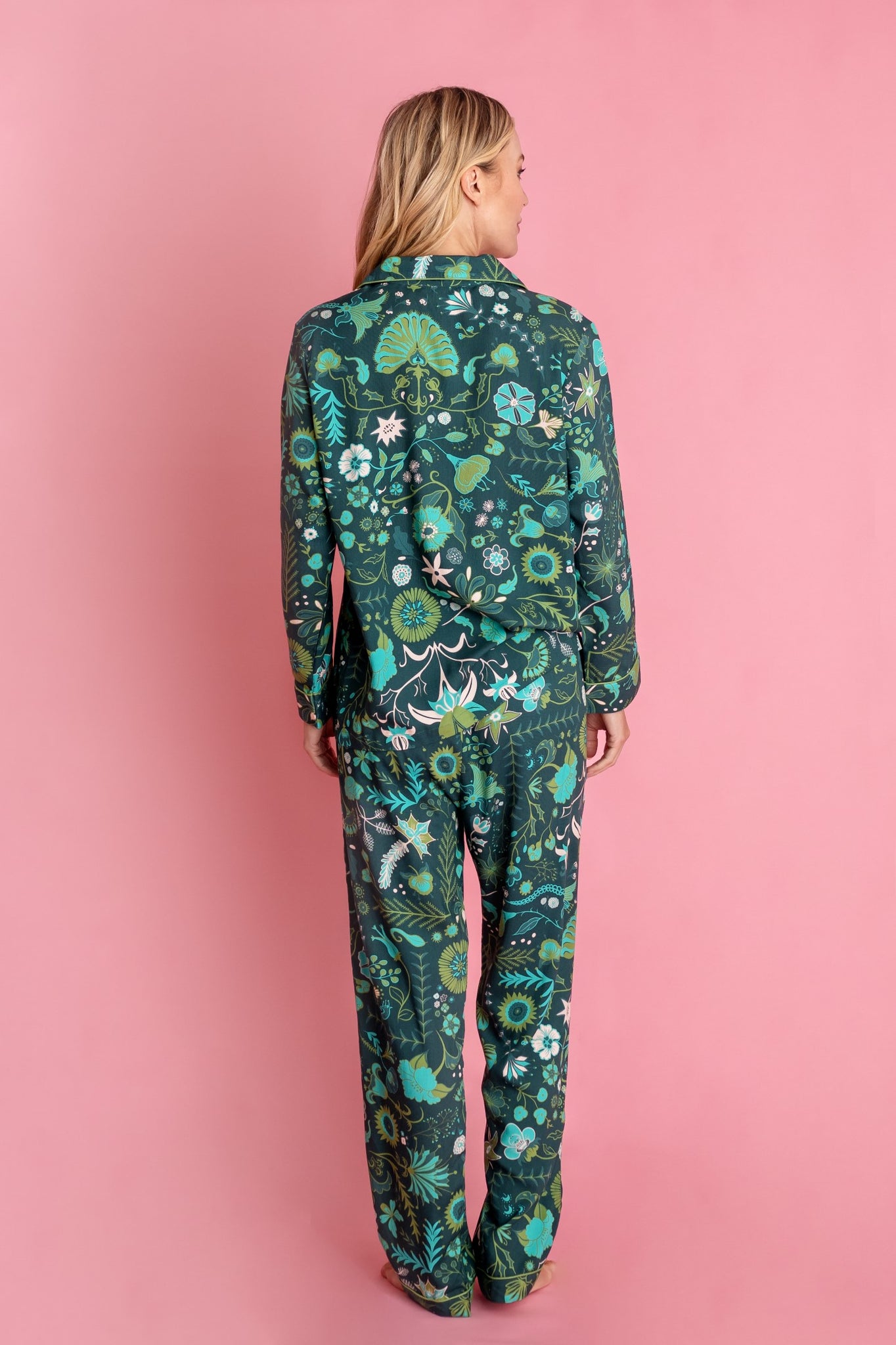 Long-Long Pajama Set in Spruce Floral