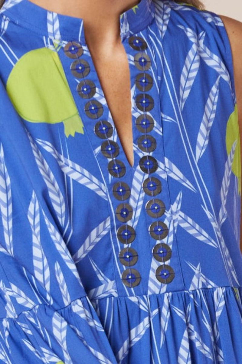 Tessa Dress in Bright Blue Polished Pom