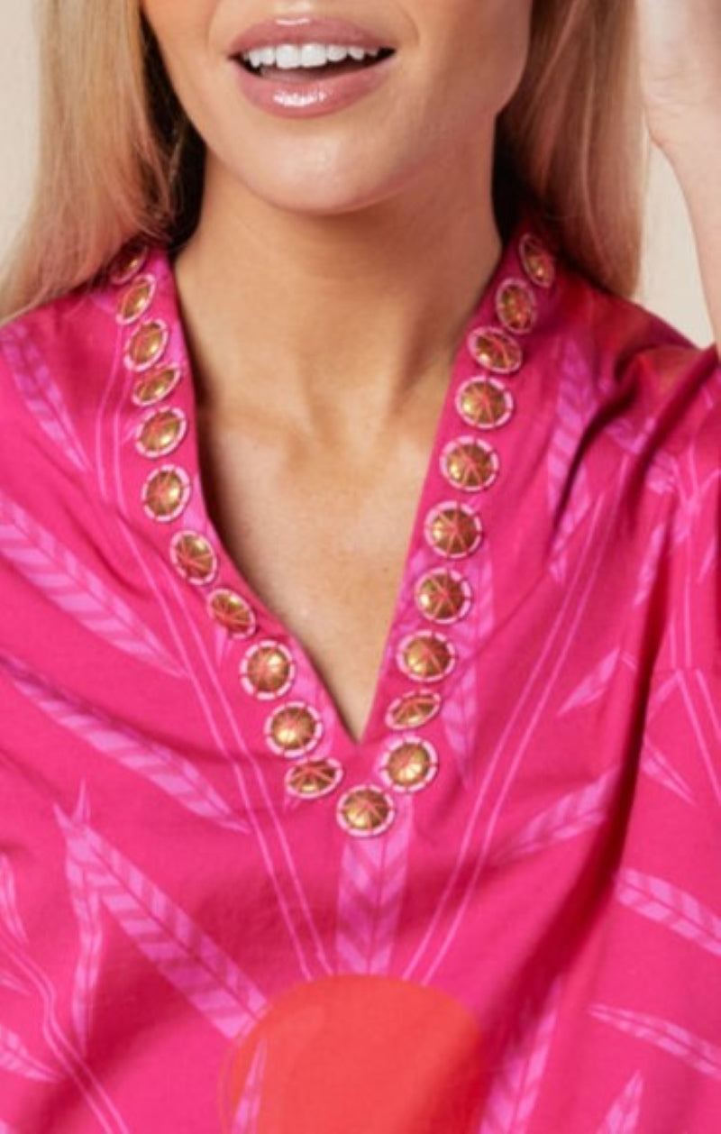 Natalie Blouse in Hot Pink Polished Pom