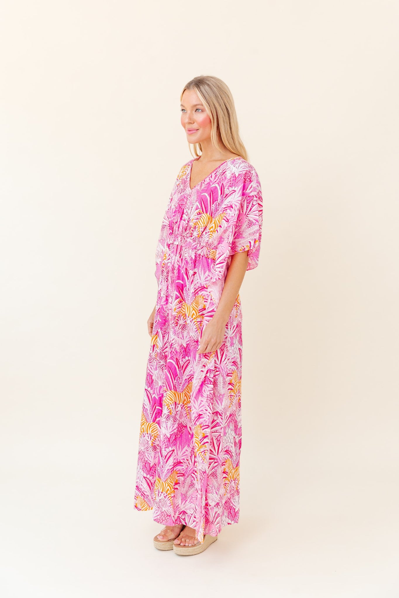 Christy Caftan in Bubblegum Zebra Soirée