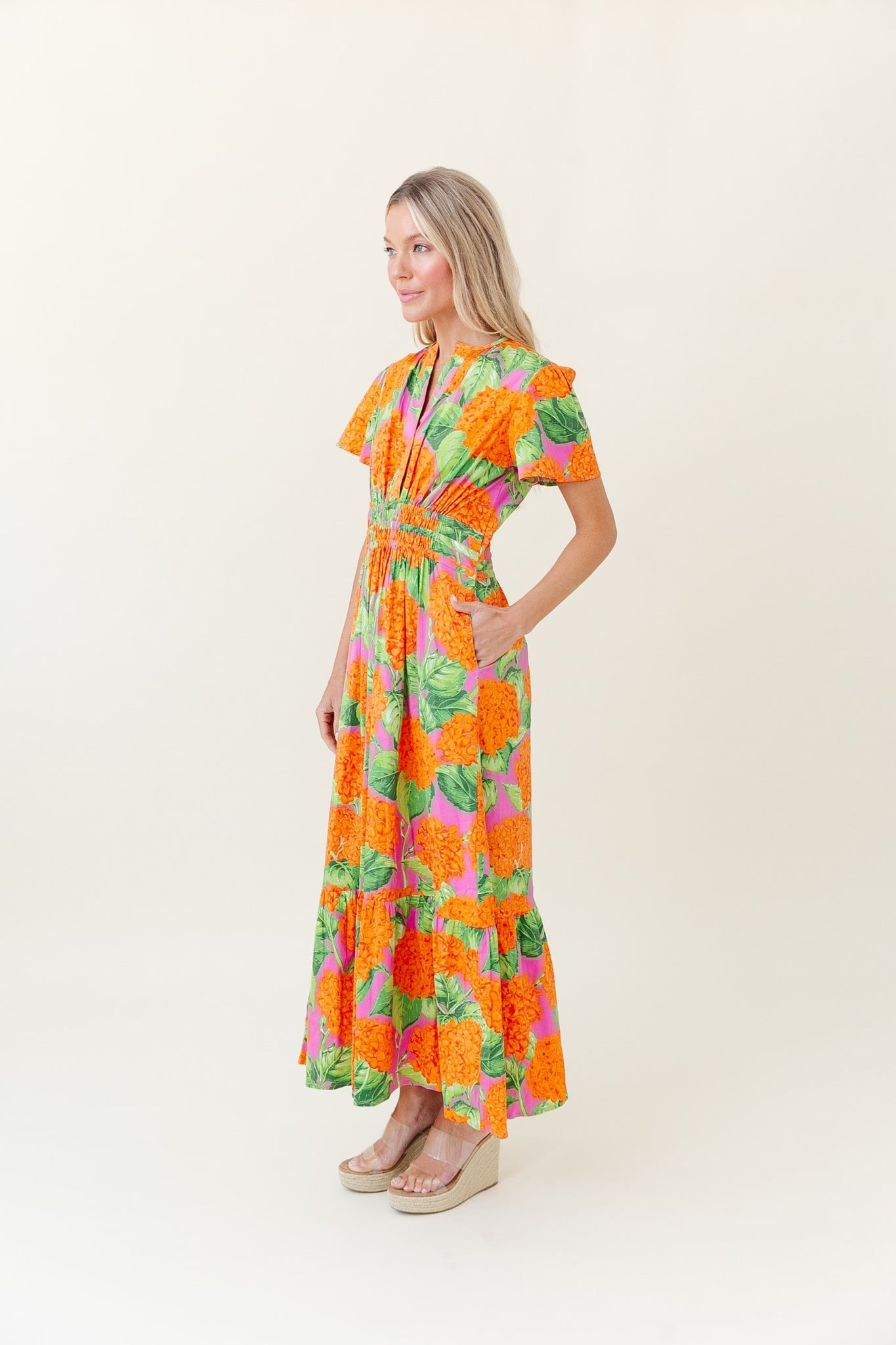 Eloise Dress in Tangelo Punch Hydrangea