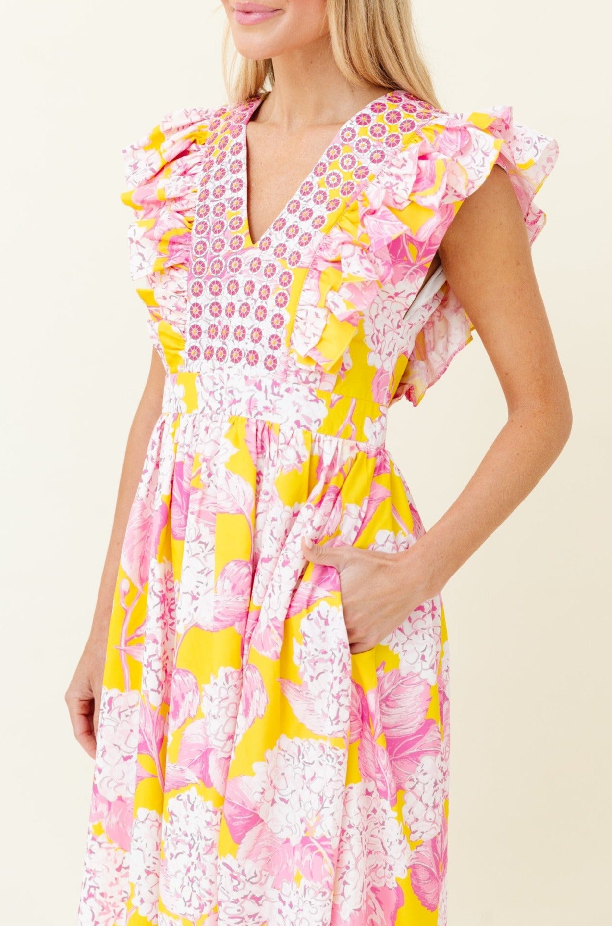 Stacey Dress in Pink Lemonade Hydrangea