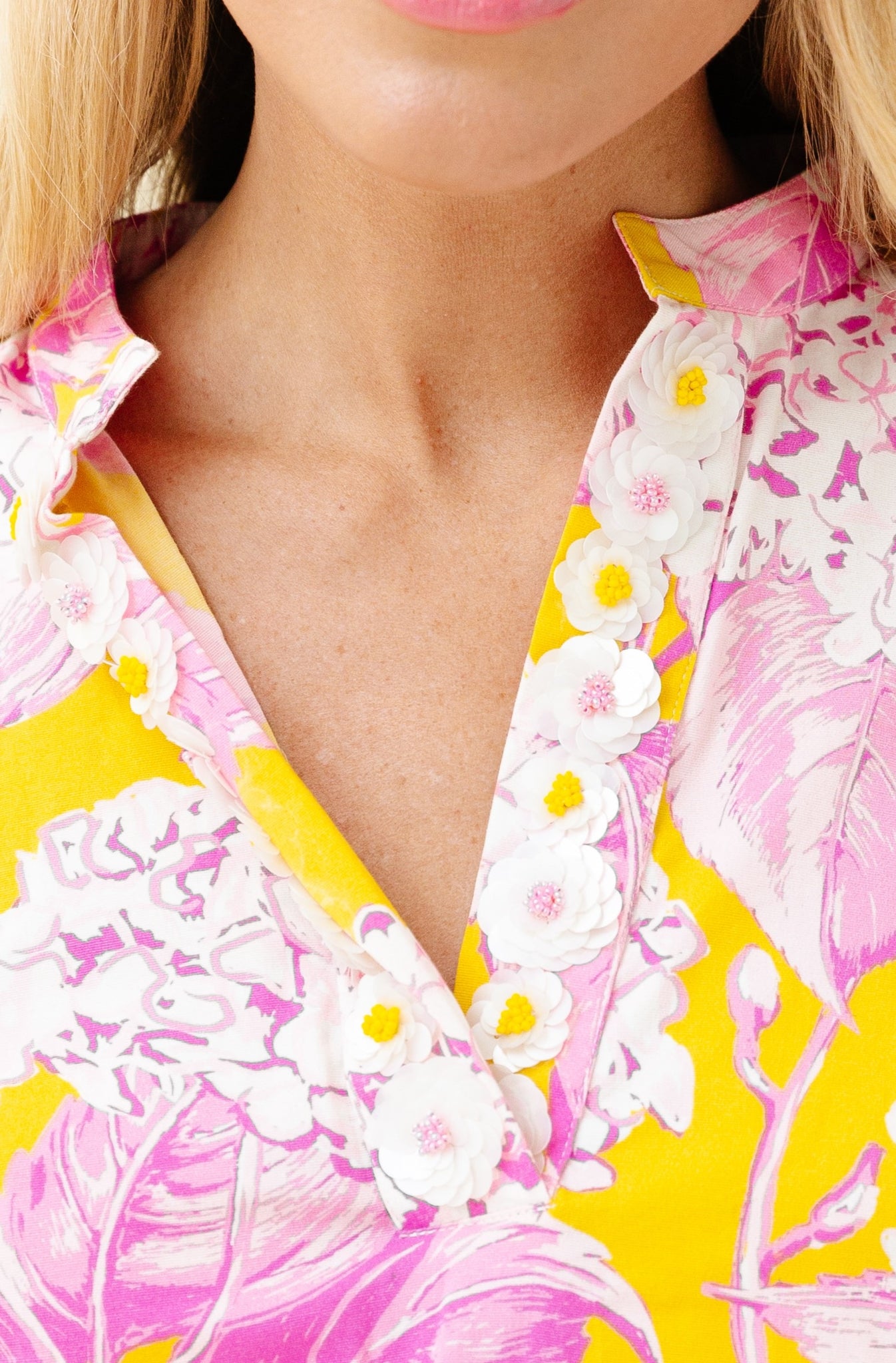 Drew Blouse in Pink Lemonade Hydrangea