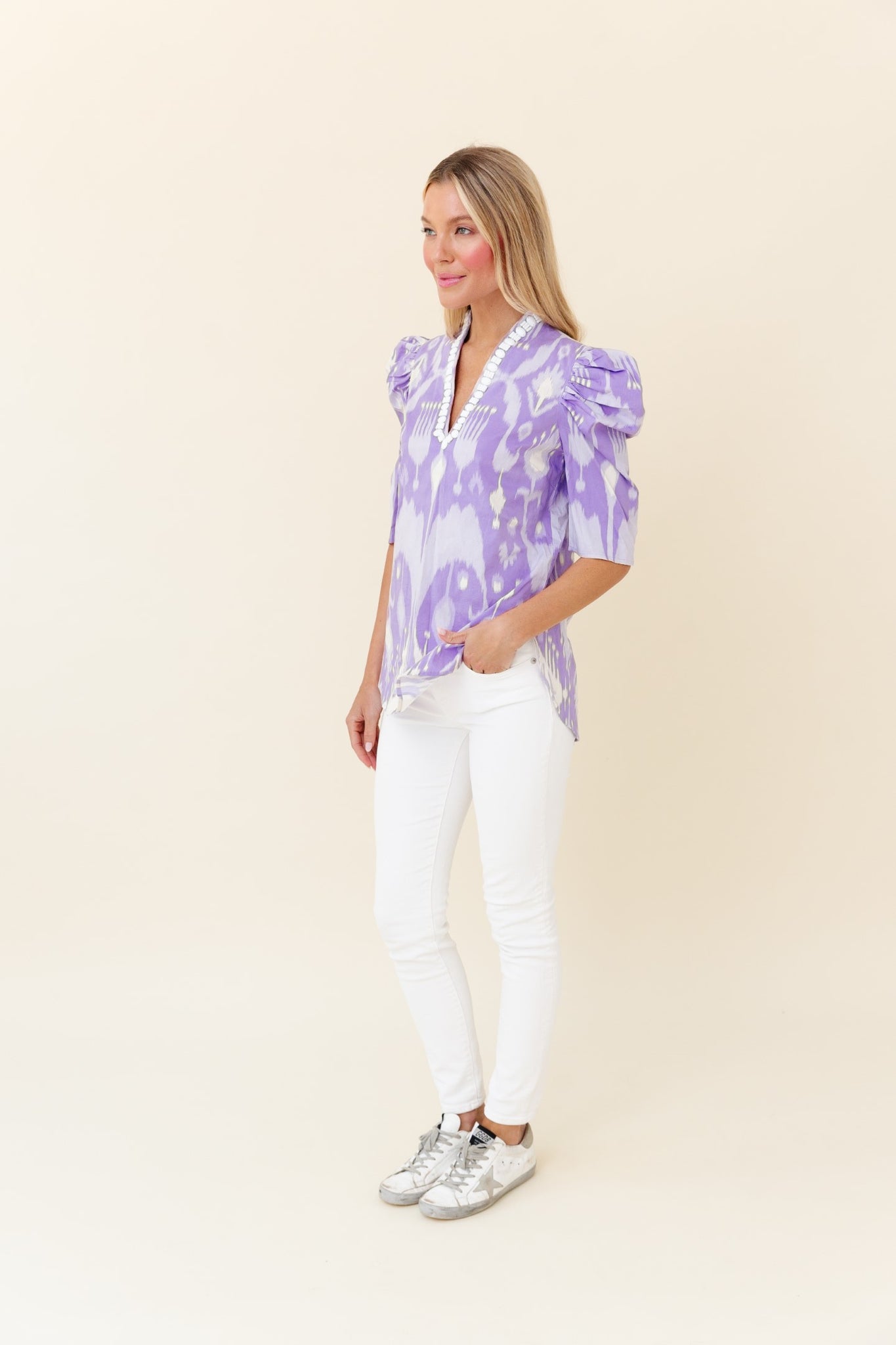 Natalie Blouse in Wisteria Ikat
