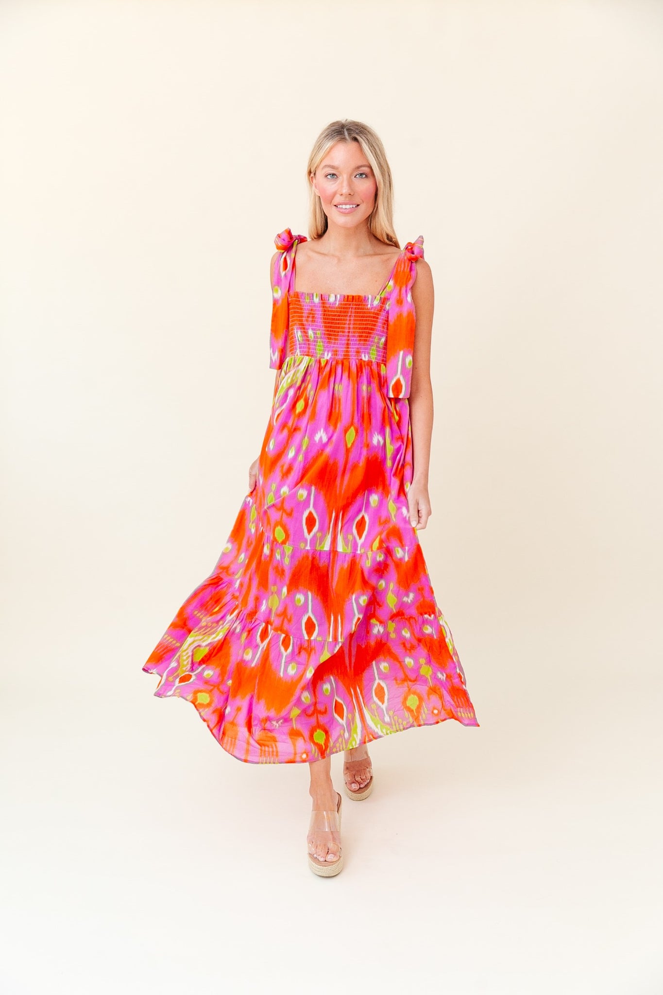 Kelly Dress in Strawberry Limeade Ikat