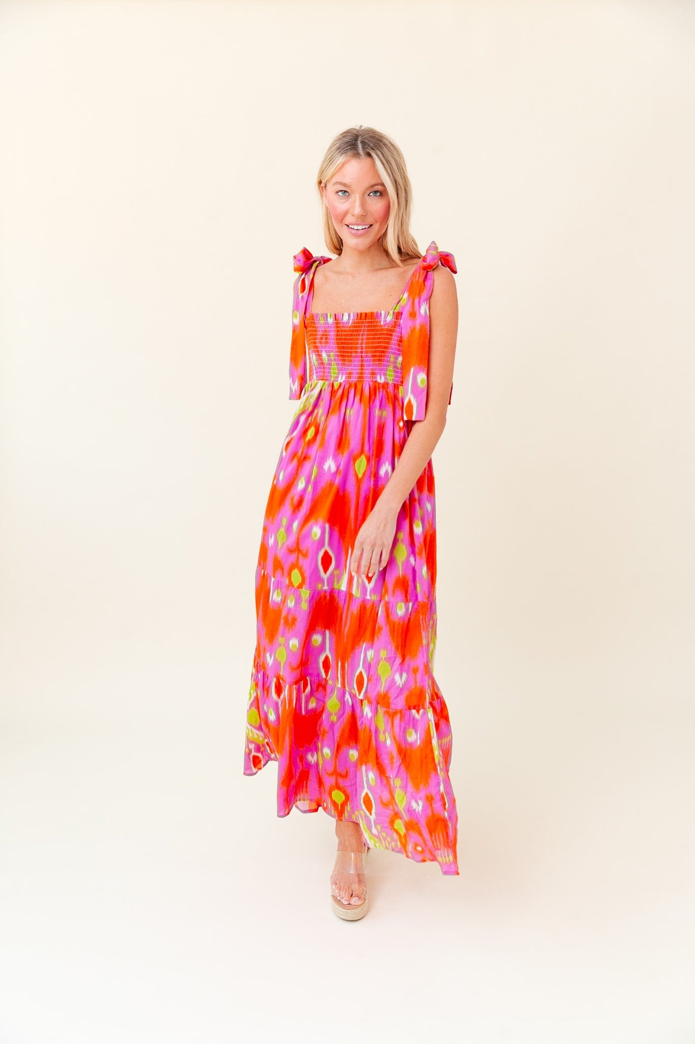 Kelly Dress in Strawberry Limeade Ikat