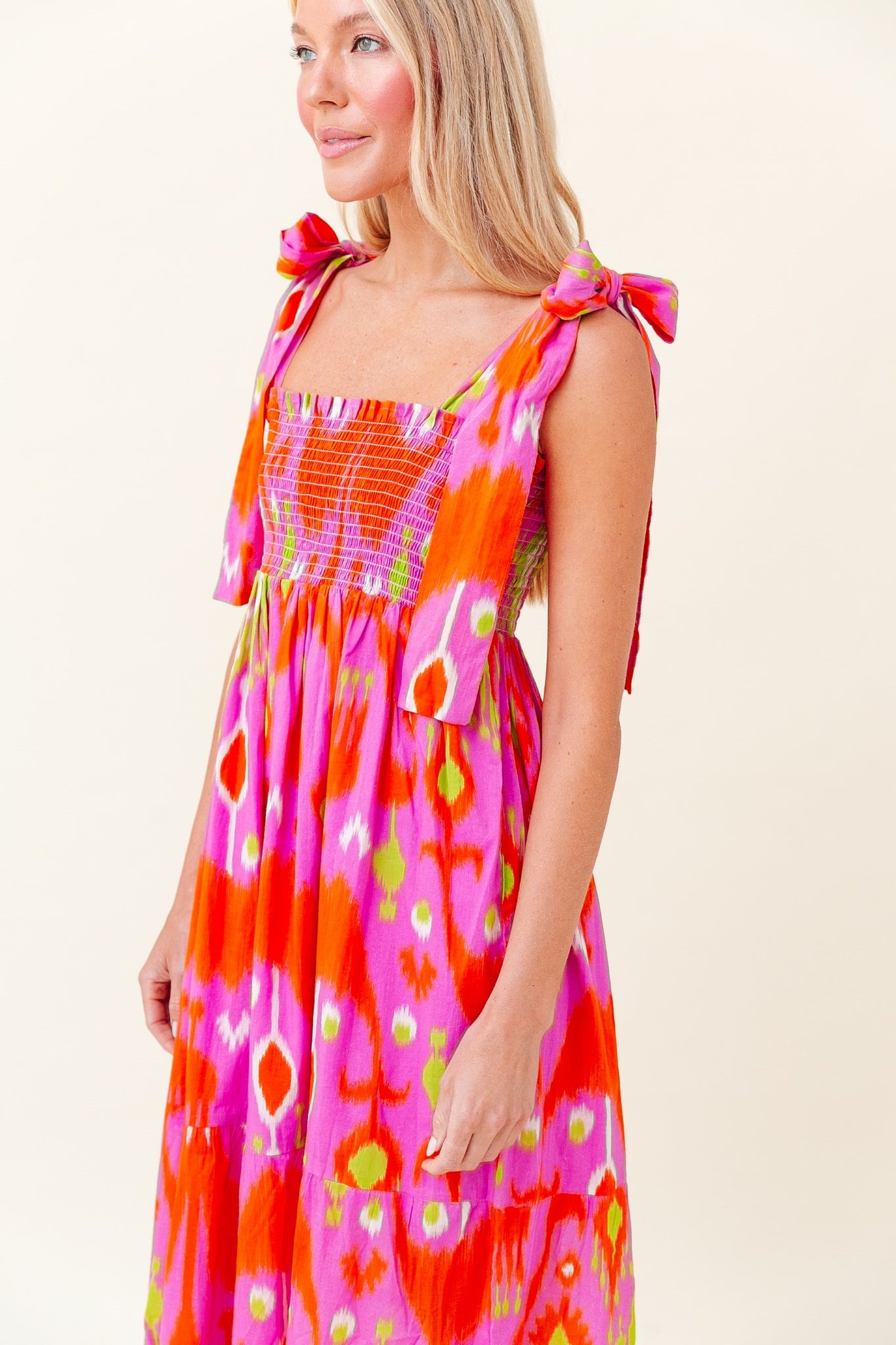 Kelly Dress in Strawberry Limeade Ikat