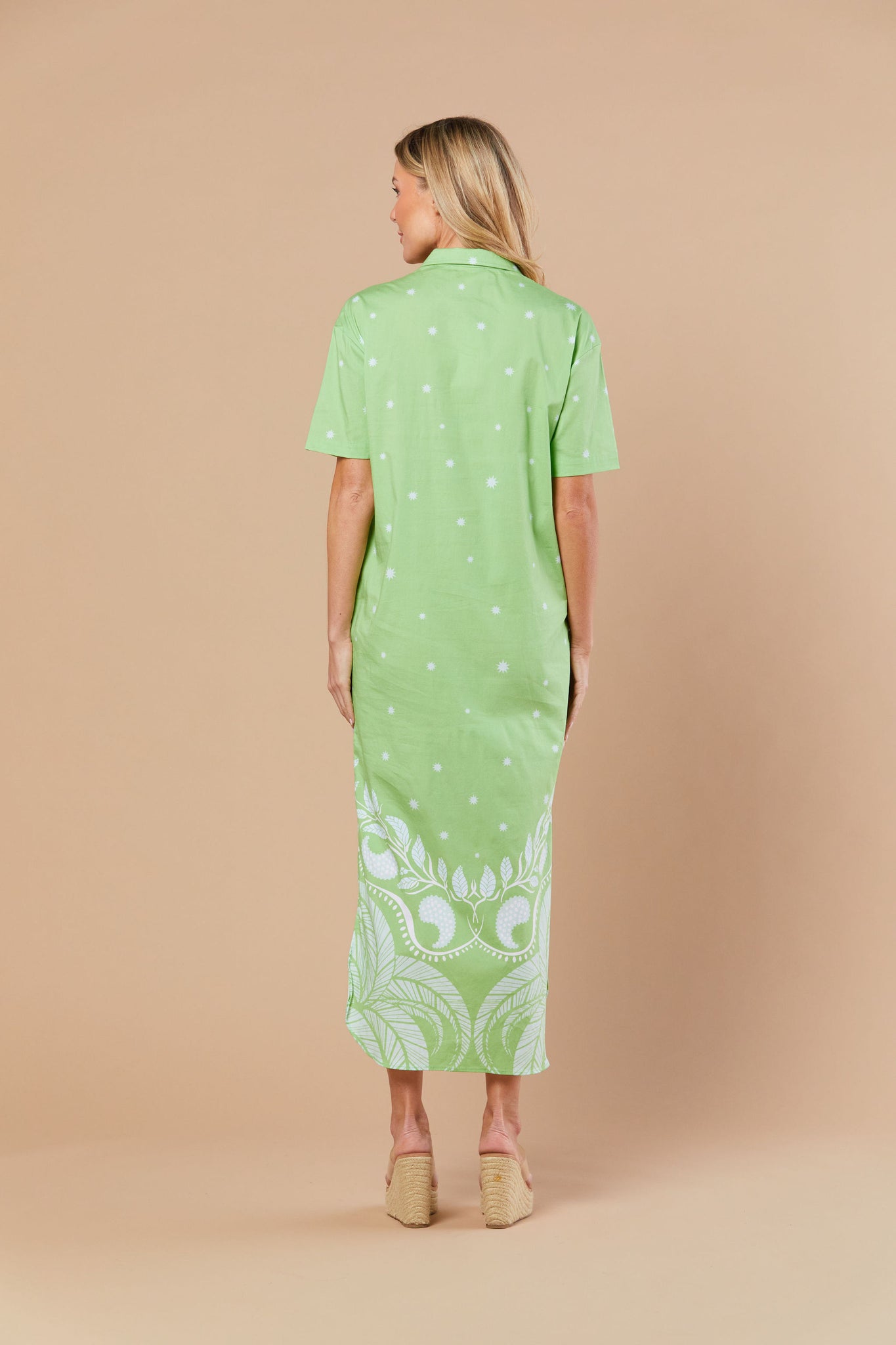 Reese Dress in Celedon Palmetto