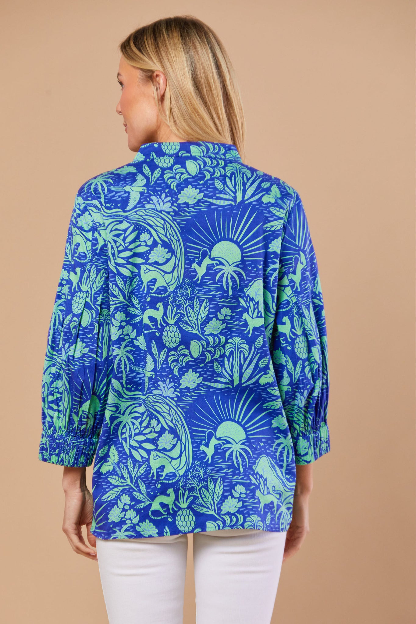 Olive Tunic in Whimsical Island Eve