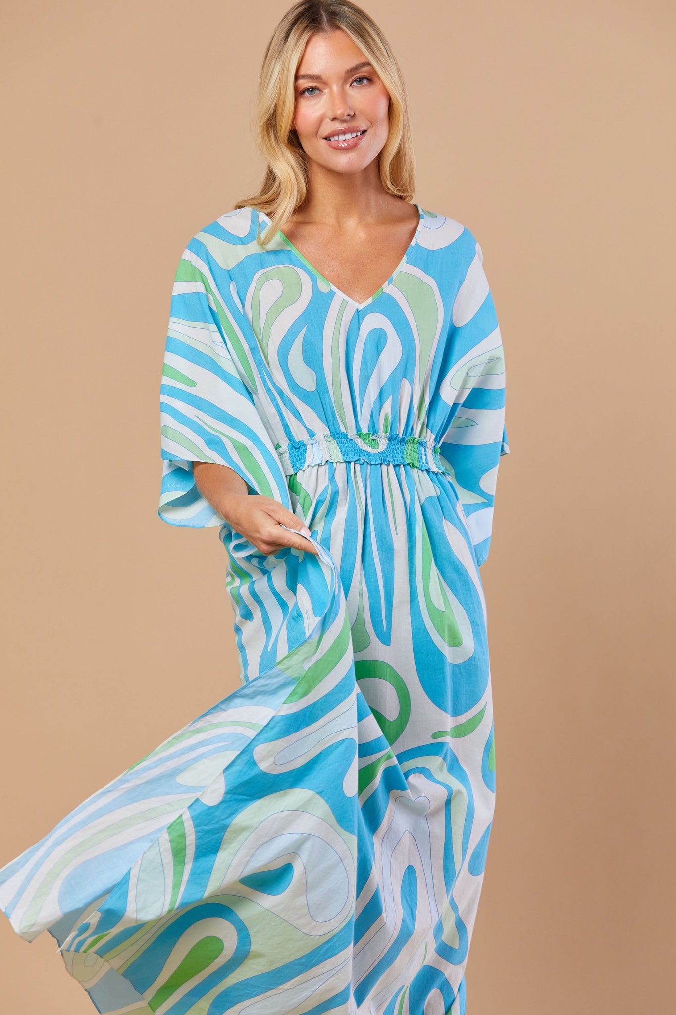 Christy Caftan in Seaglass Wave