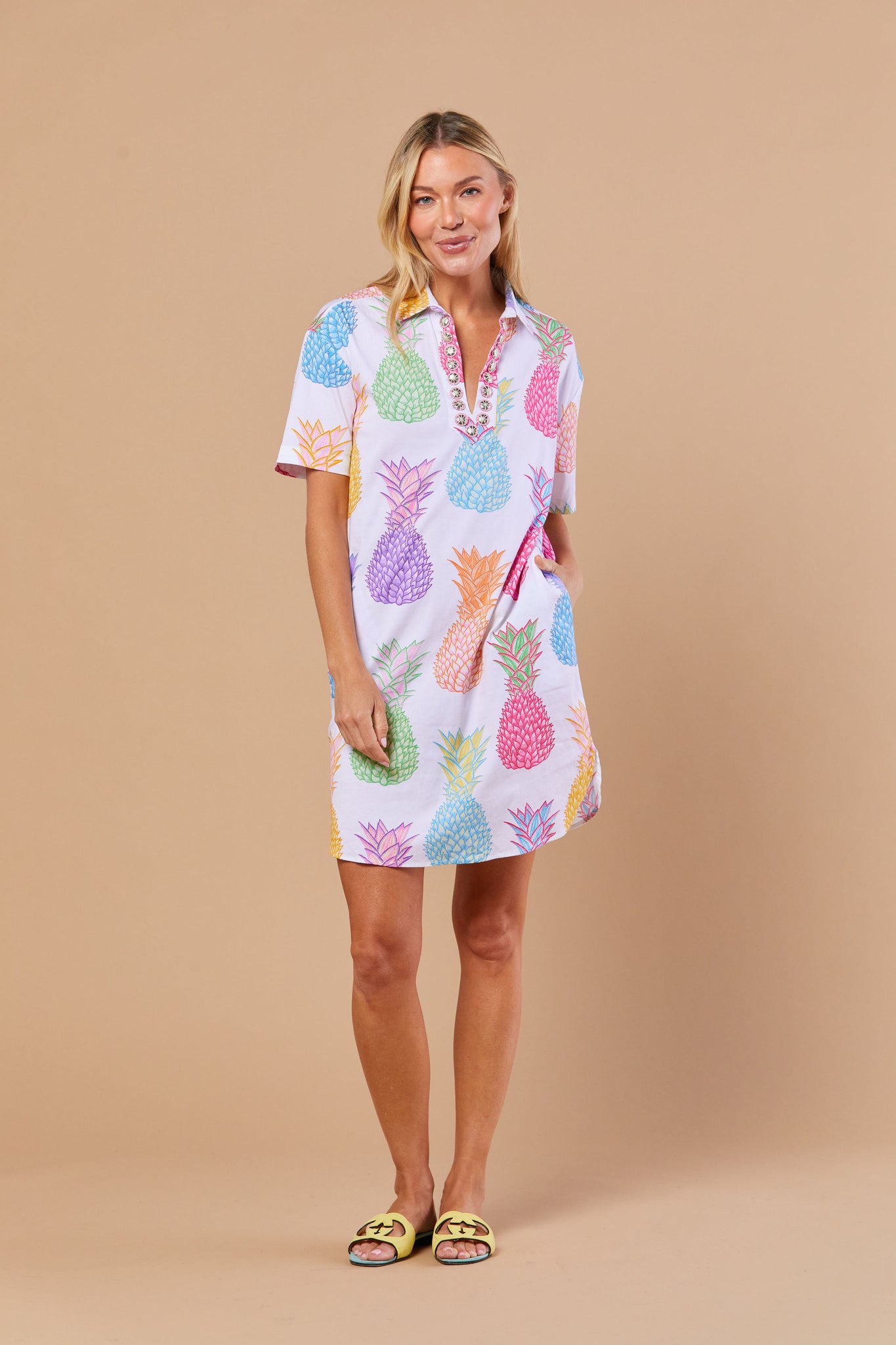 Rhodes Dress in Rainbow Pineapple