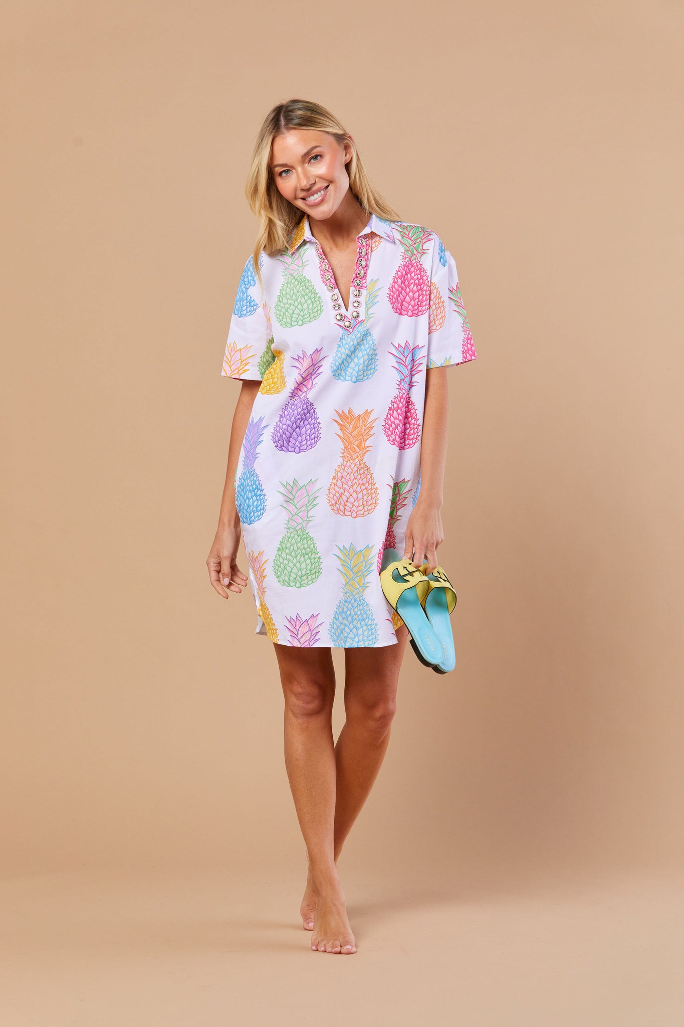 Rhodes Dress in Rainbow Pineapple