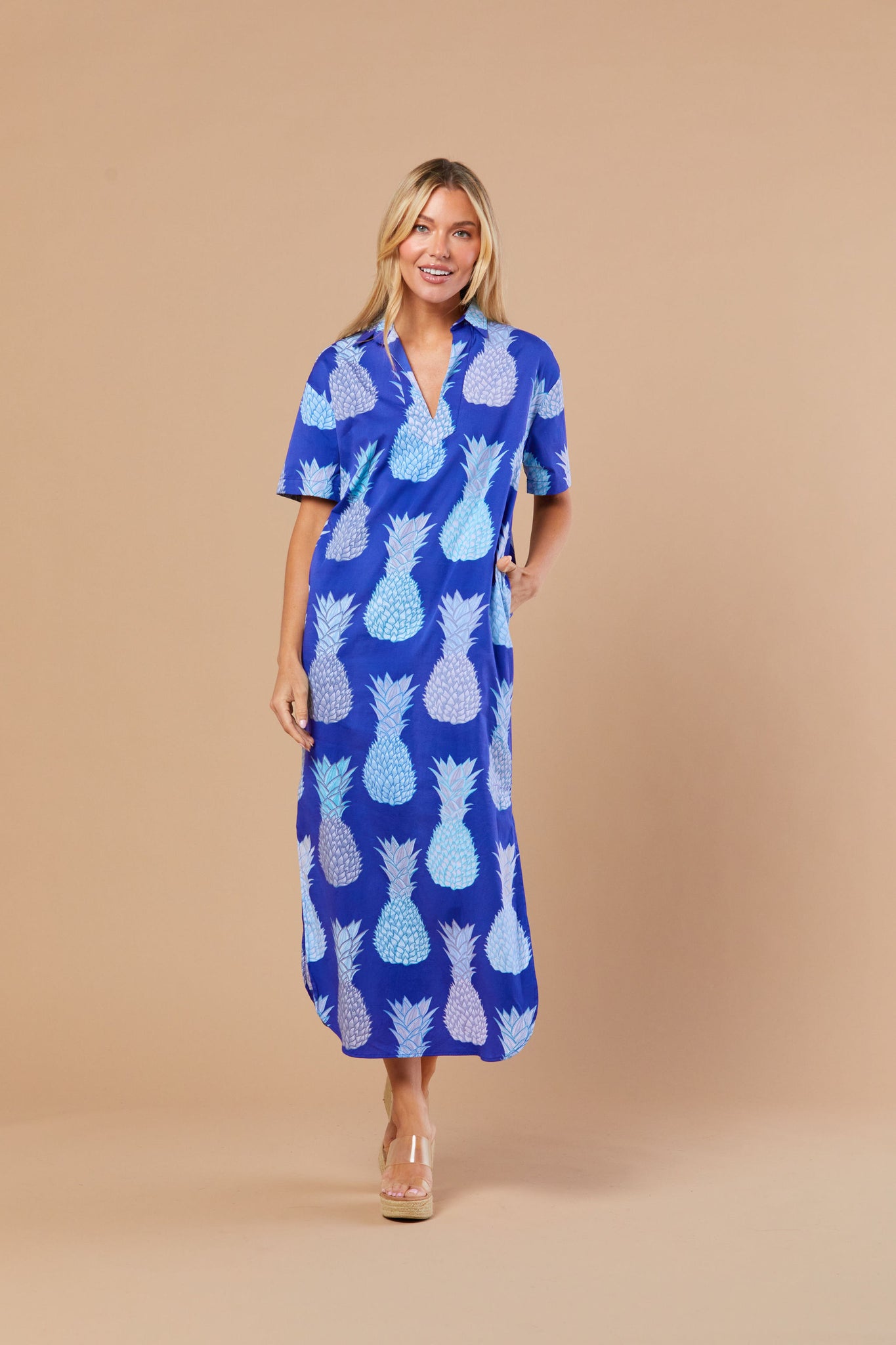 Reese Dress in Indigo Pineapple