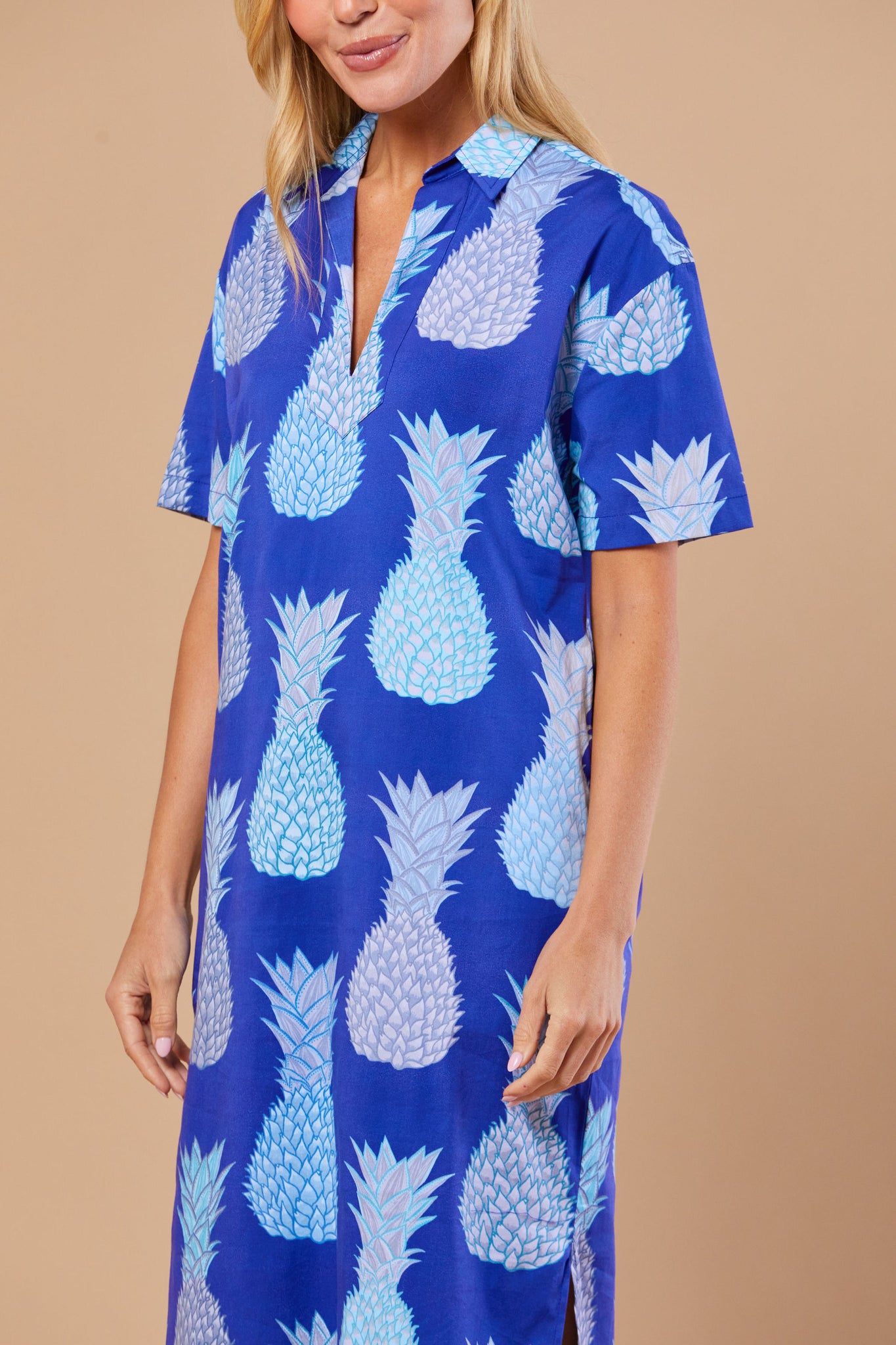 Reese Dress in Indigo Pineapple