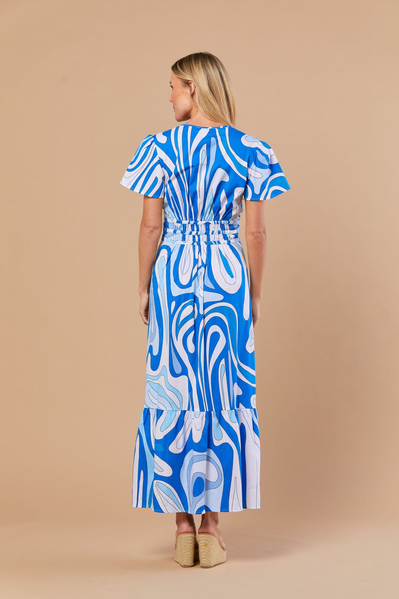 Eloise Dress in Ultramarine Wave