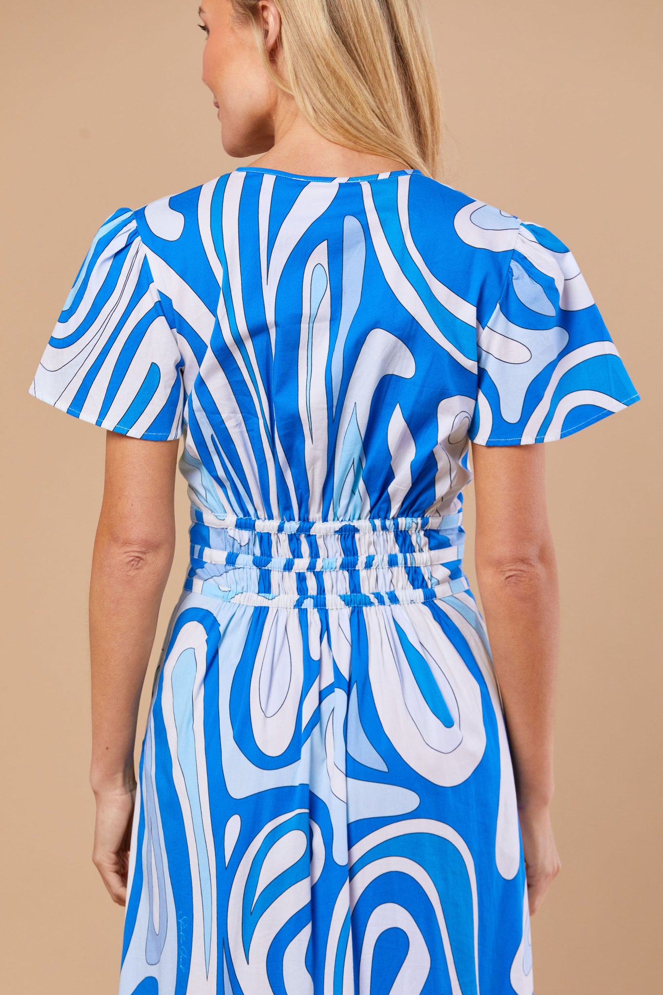 Eloise Dress in Ultramarine Wave