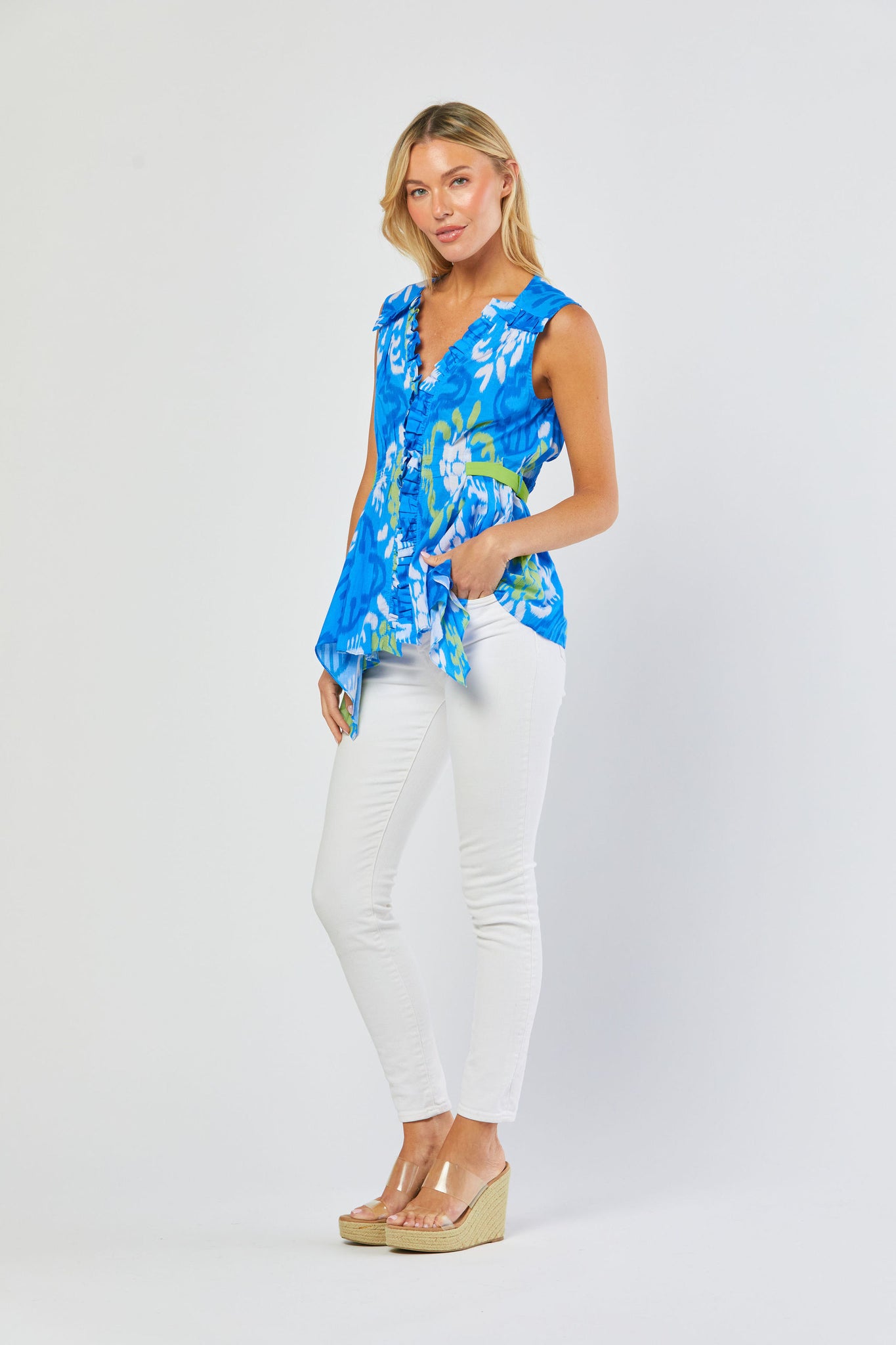 Nanette Blouse in Blue Lagoon Pineapple