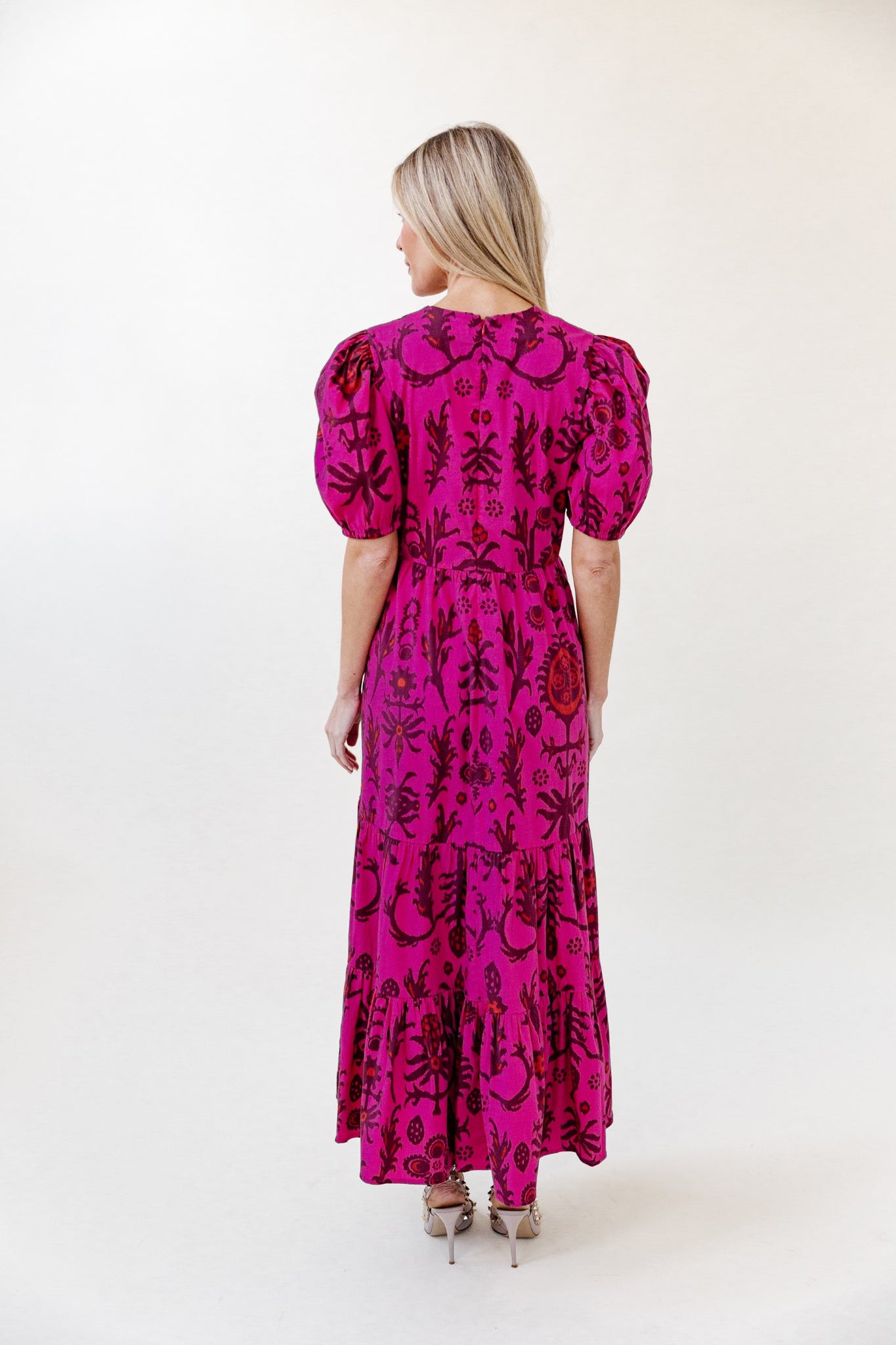 Margot Dress in Raspberry Floral Ikat