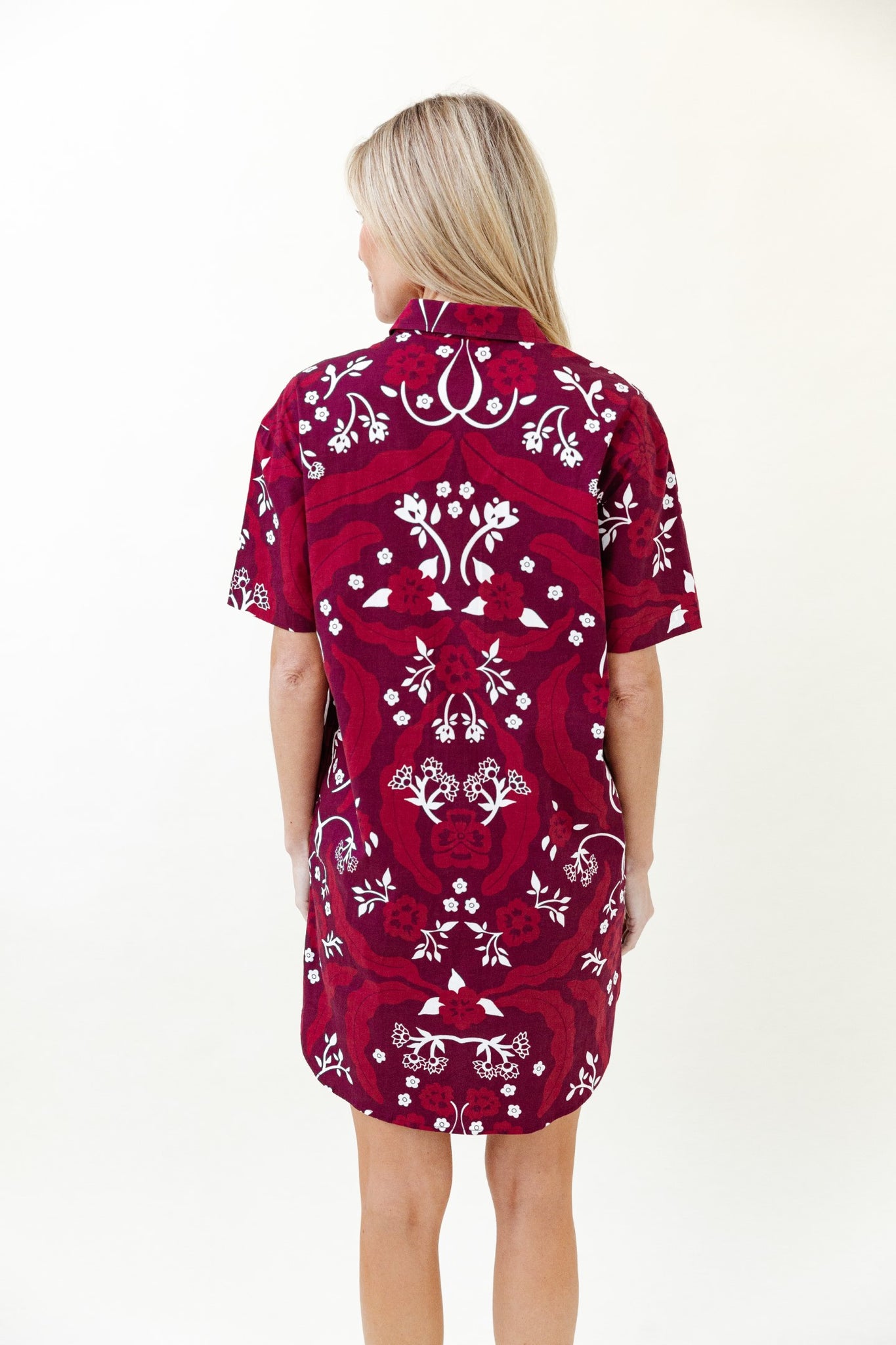 Rhodes Dress in Scarlet Brocade