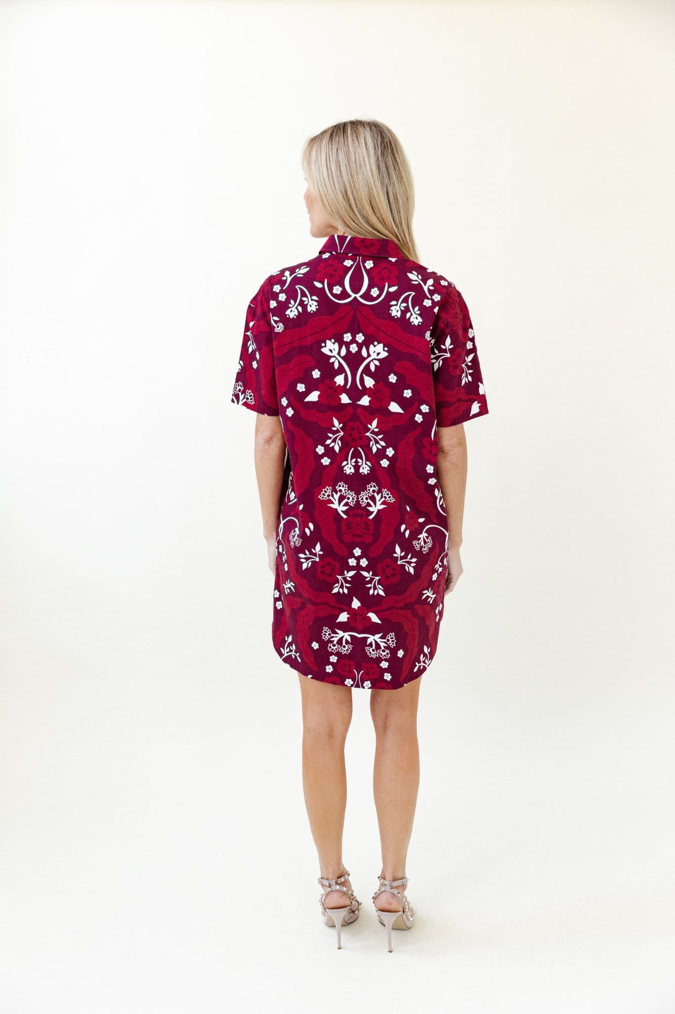 Rhodes Dress in Scarlet Brocade