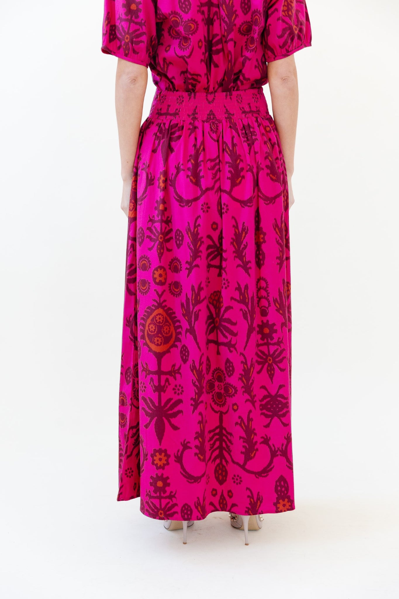 Lillian Skirt in Raspberry Floral Ikat