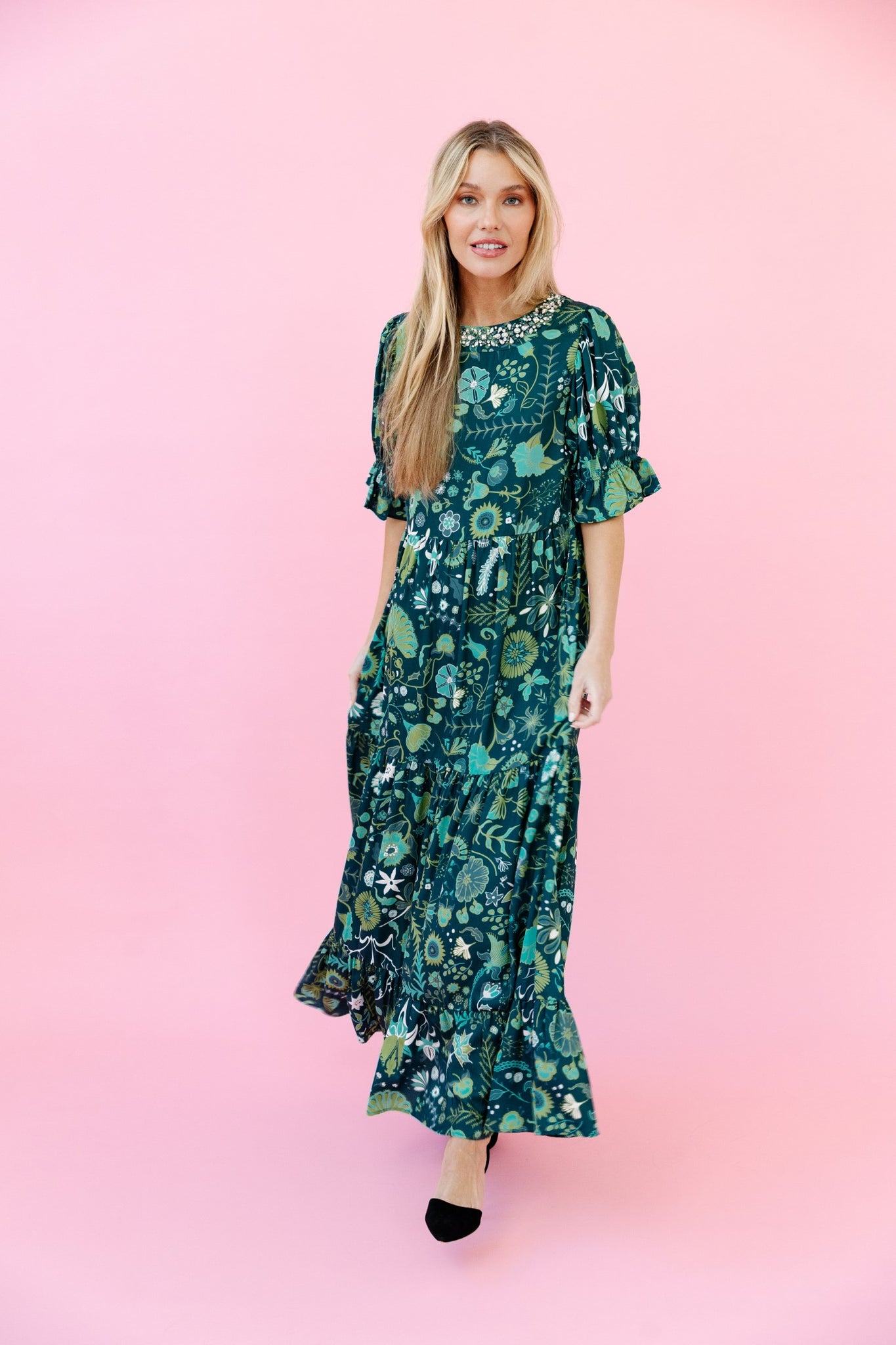 Michola Dress in Spruce Floral