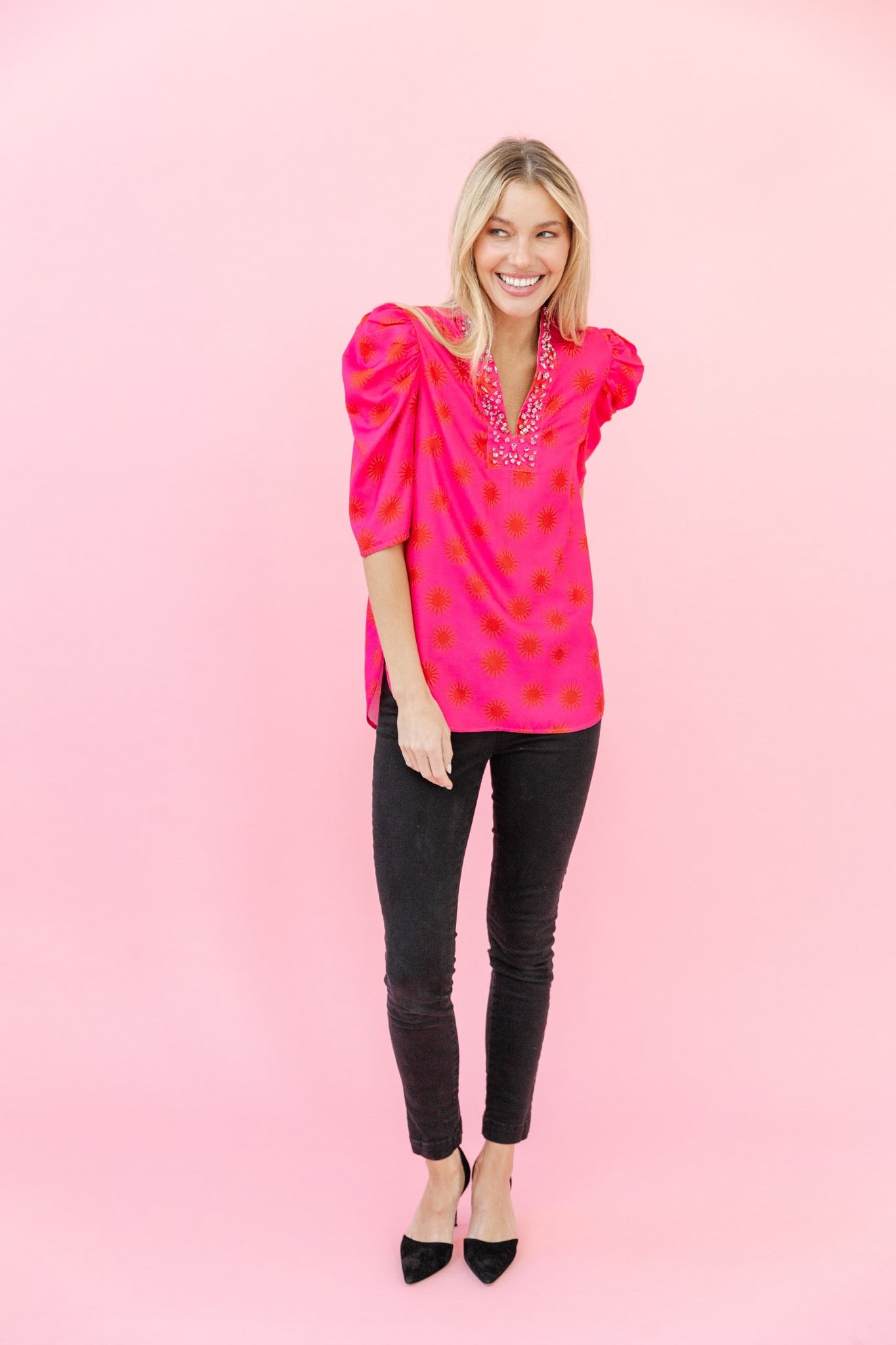 Natalie Blouse in Lipstick Twinkle