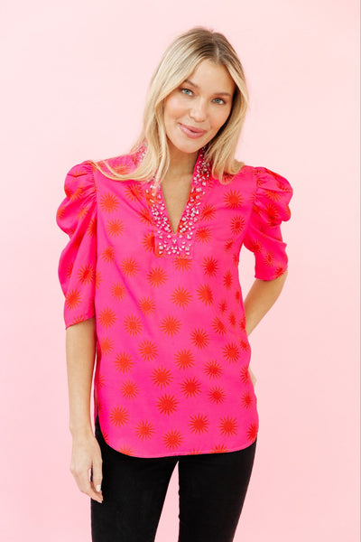 Sheridan French I Holiday 2024 I Natalie Blouse in Lipstick Twinkle