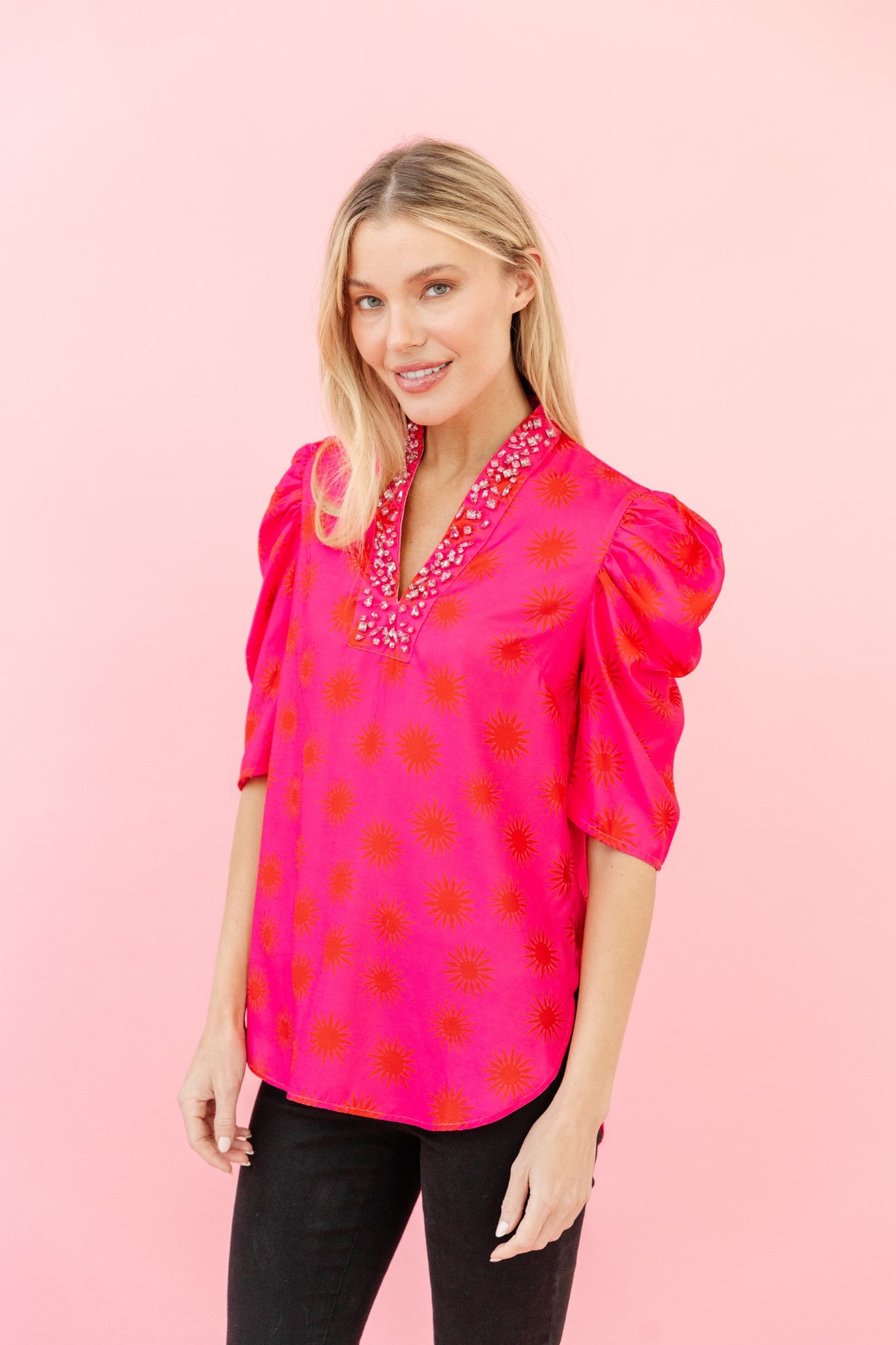 Natalie Blouse in Lipstick Twinkle