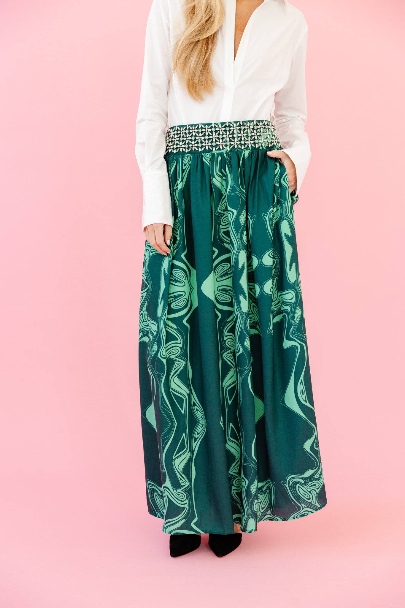 Lillian Skirt in Emerald Marble