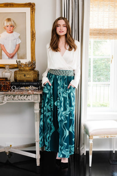 Sheridan French I Holiday 2024 I Lillian Skirt in Emerald Marble