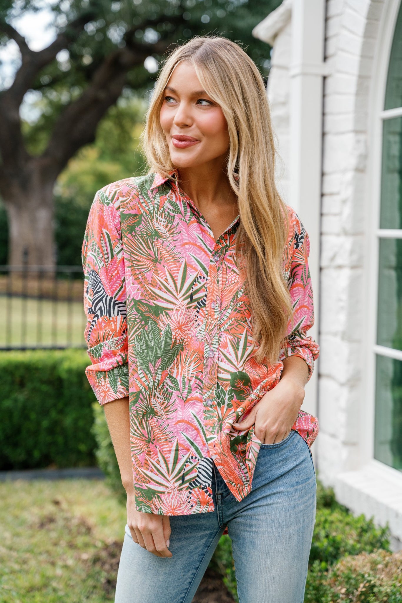 Fern Blouse in Sunrise Zebra Soirée