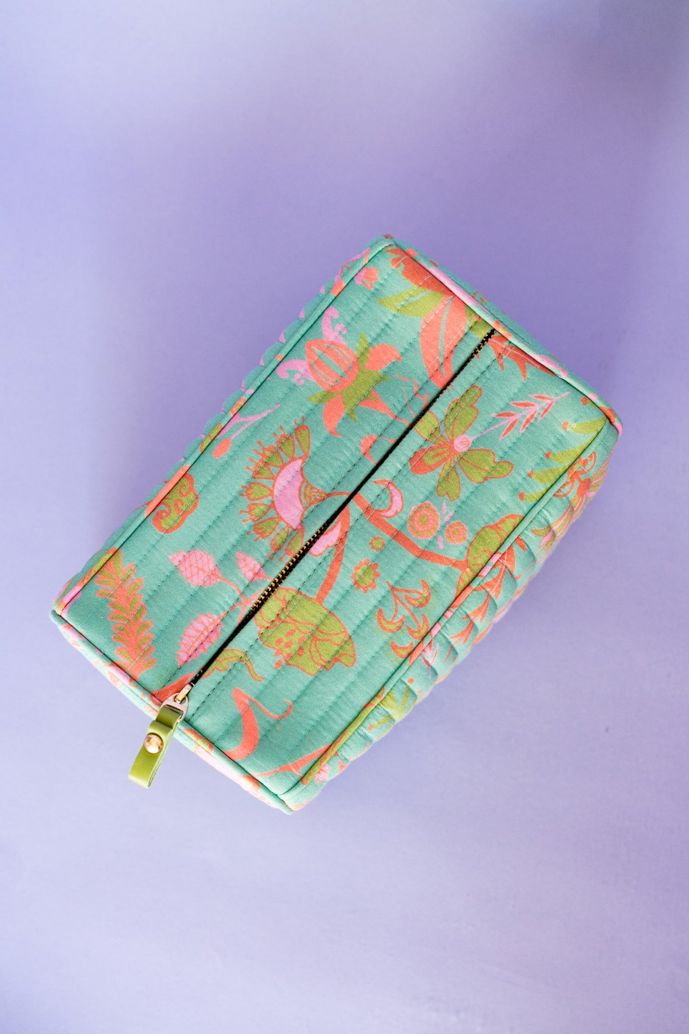 Cosmetic Bag in Green Floral