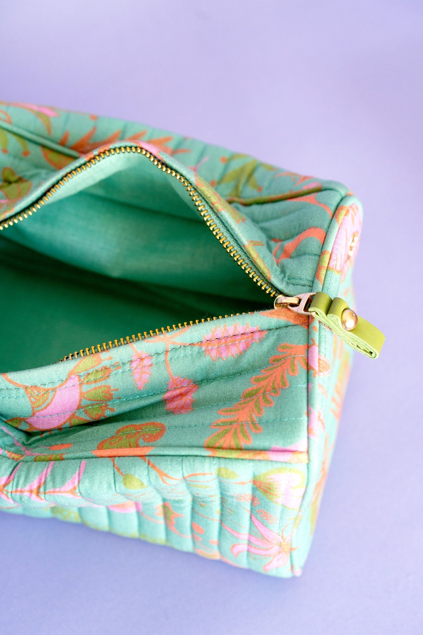 Cosmetic Bag in Green Floral
