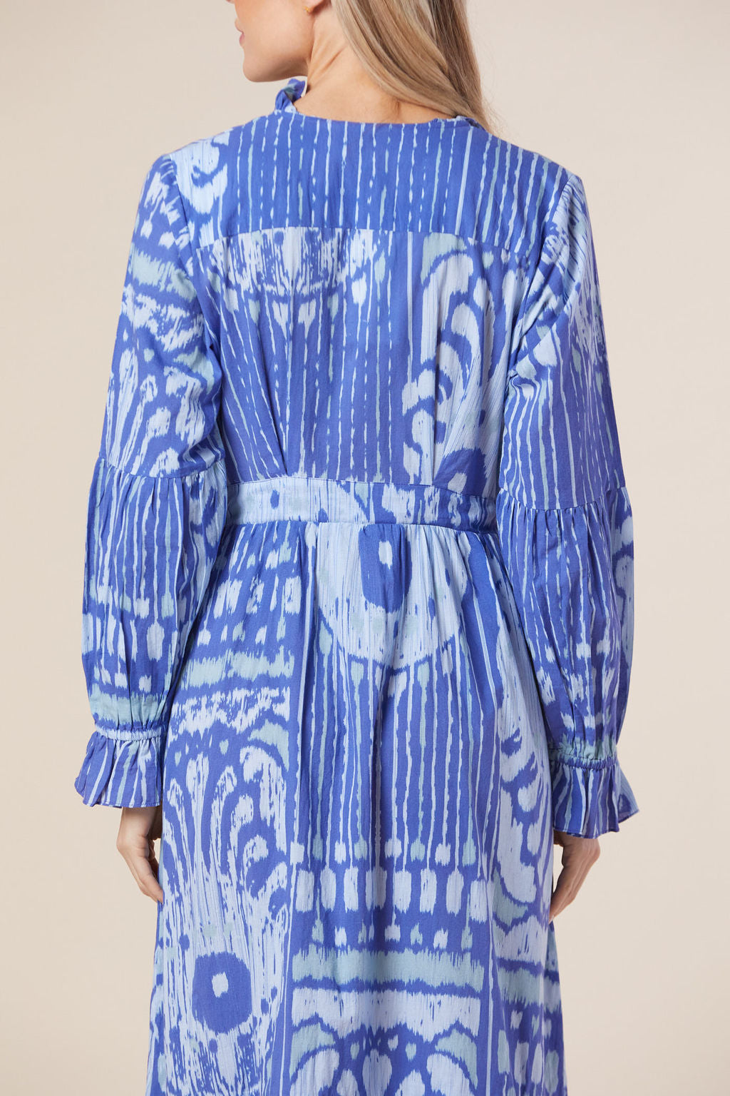 Britt Dress in Blue Moroccan Ikat
