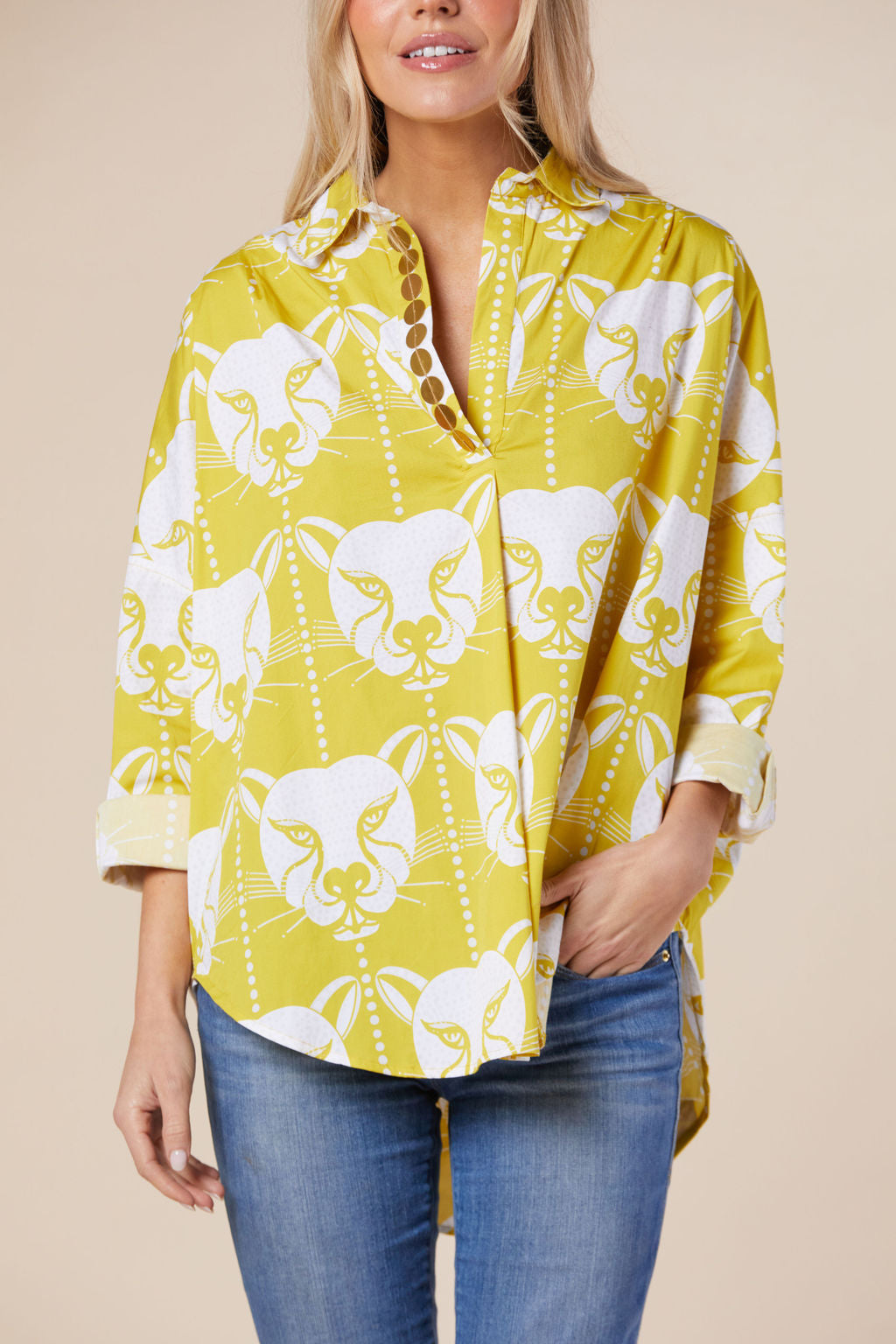 Frankie Shirt in Saffron Jungle Cat